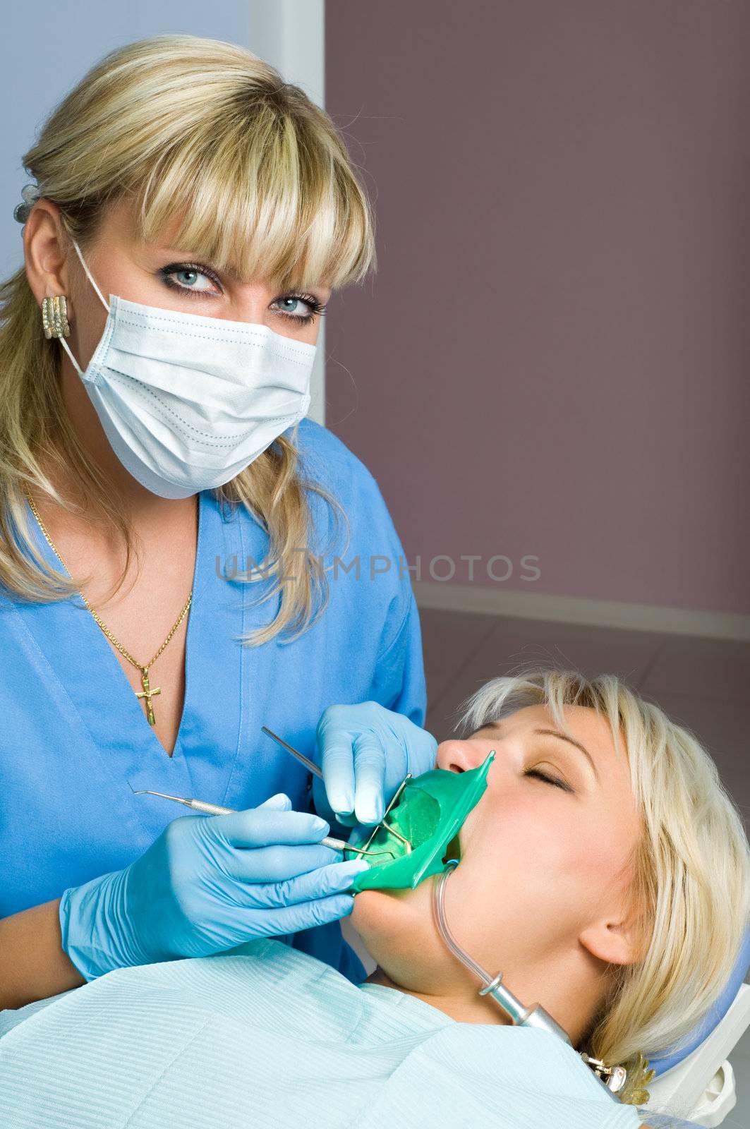 dentistry, doctor and patient, tooth cavity filling 