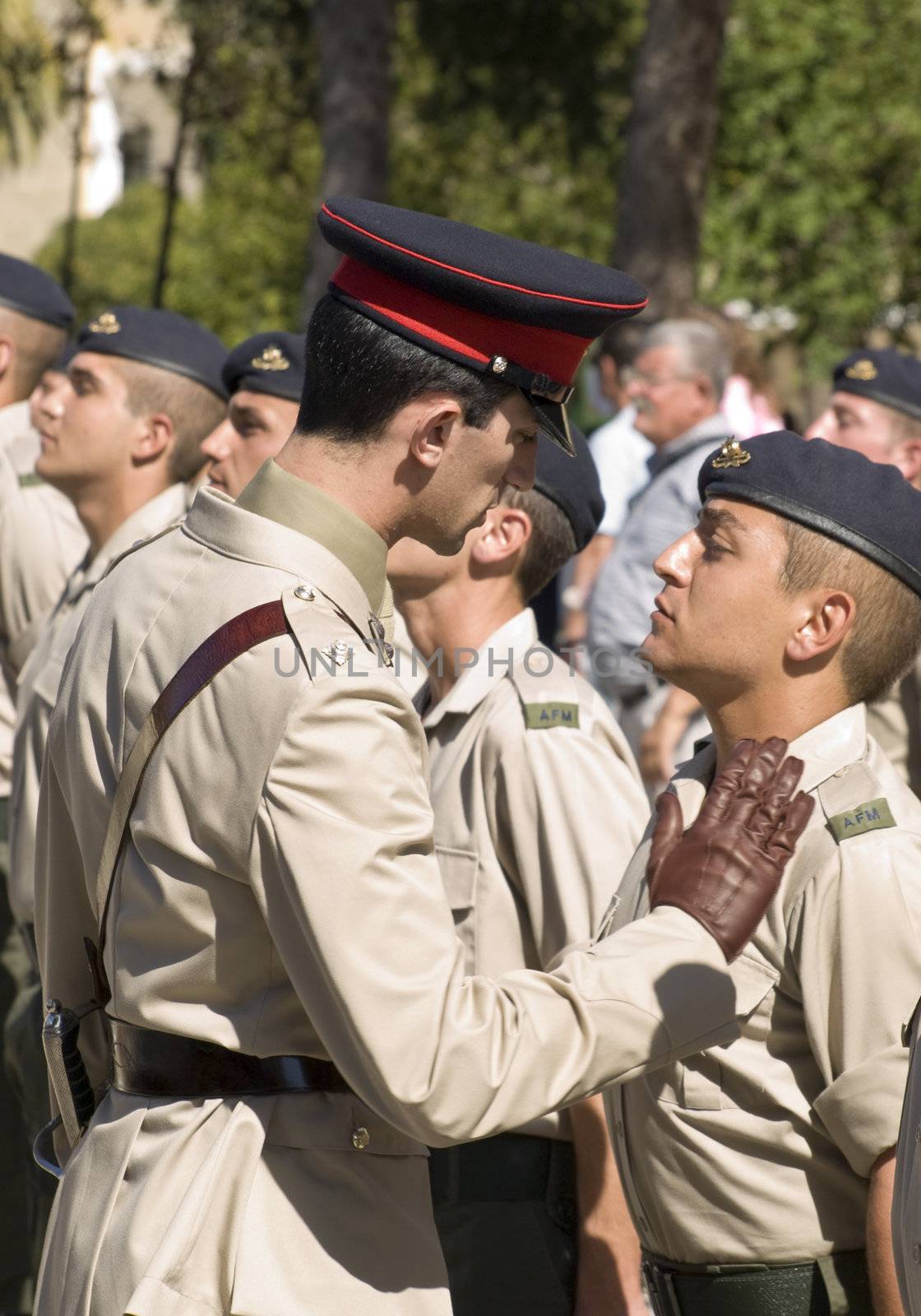 MALTA - OCTOBER 05 2008 - Officer inspecting his subordinates in Malta