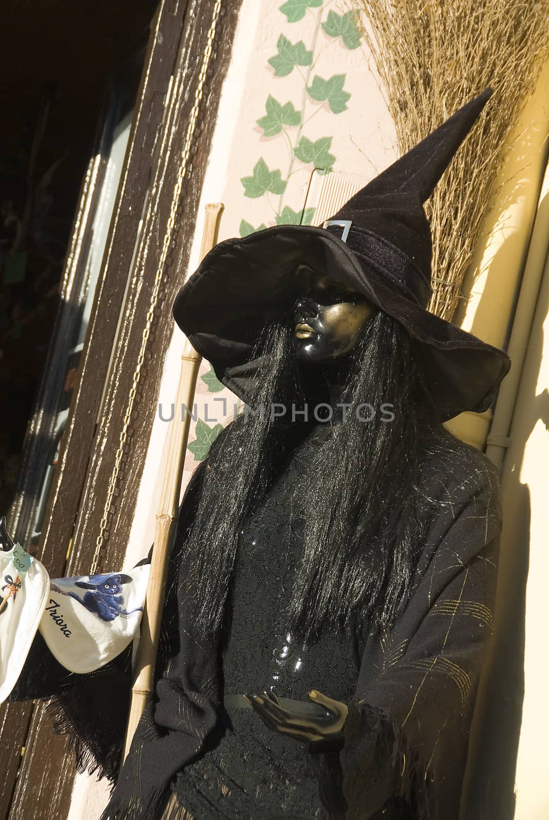 black dress for witch near a shop of costume in italy