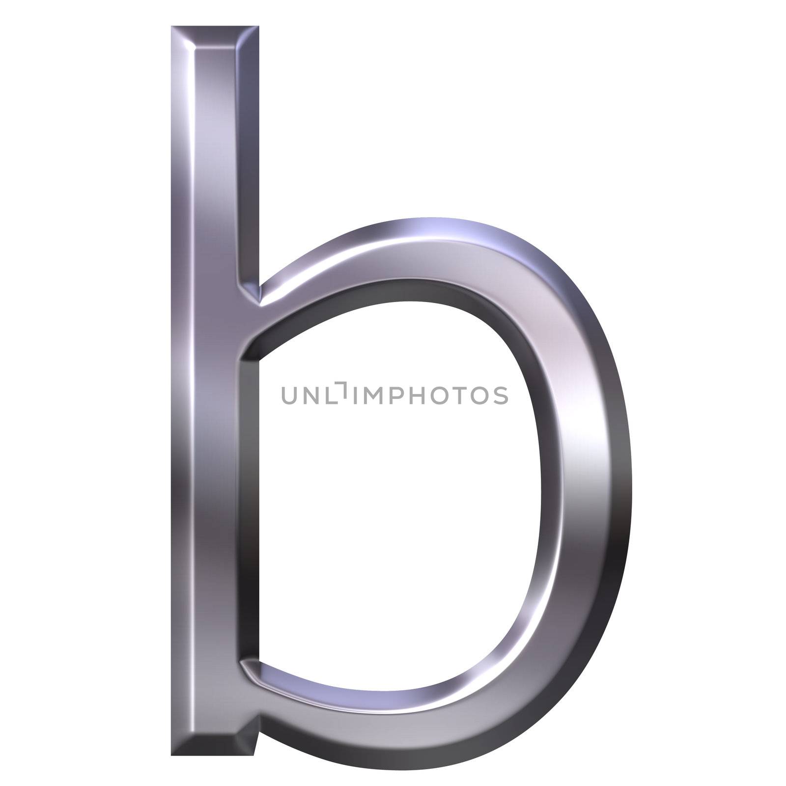 3d silver letter b isolated in white