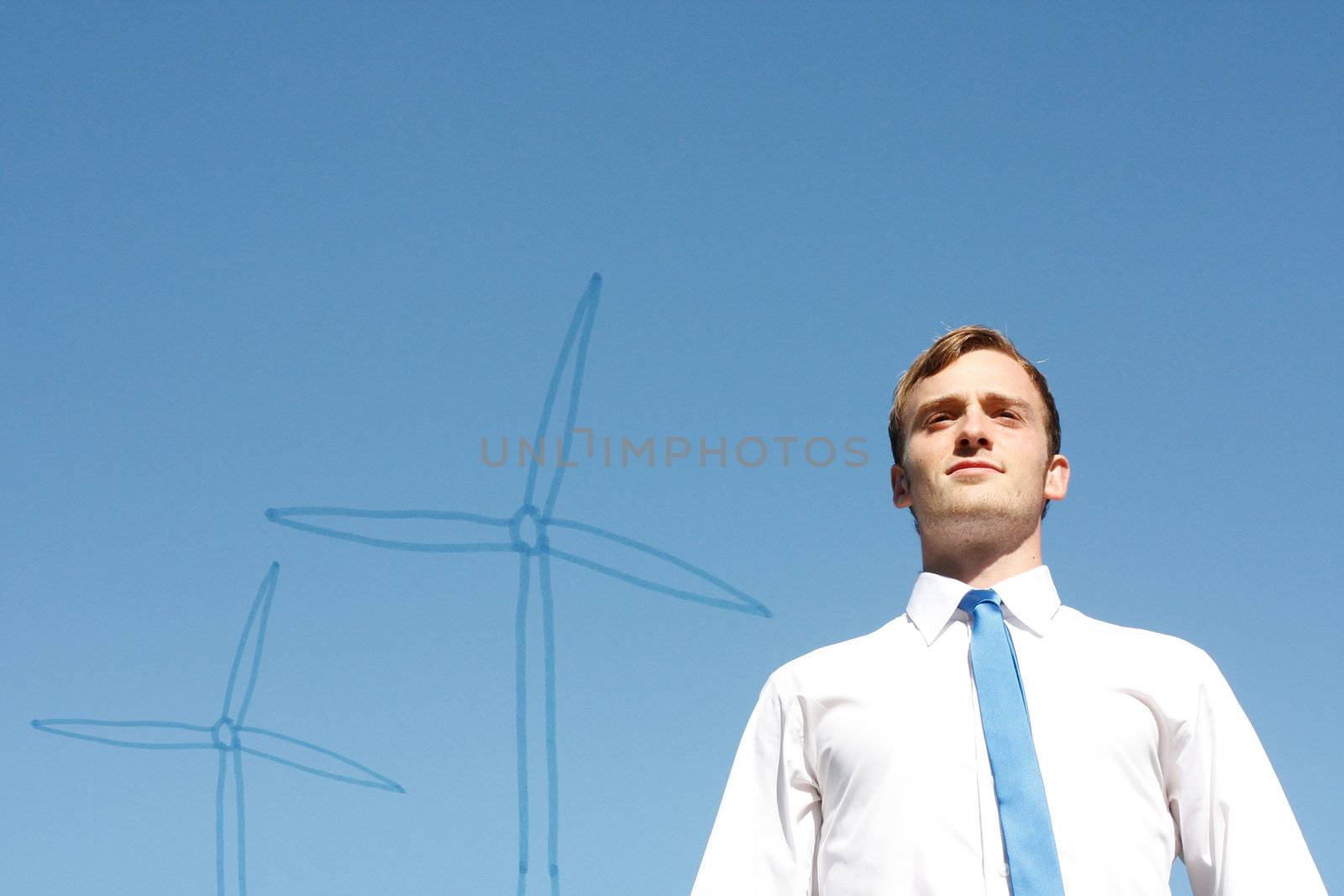 Business man investing in green energy