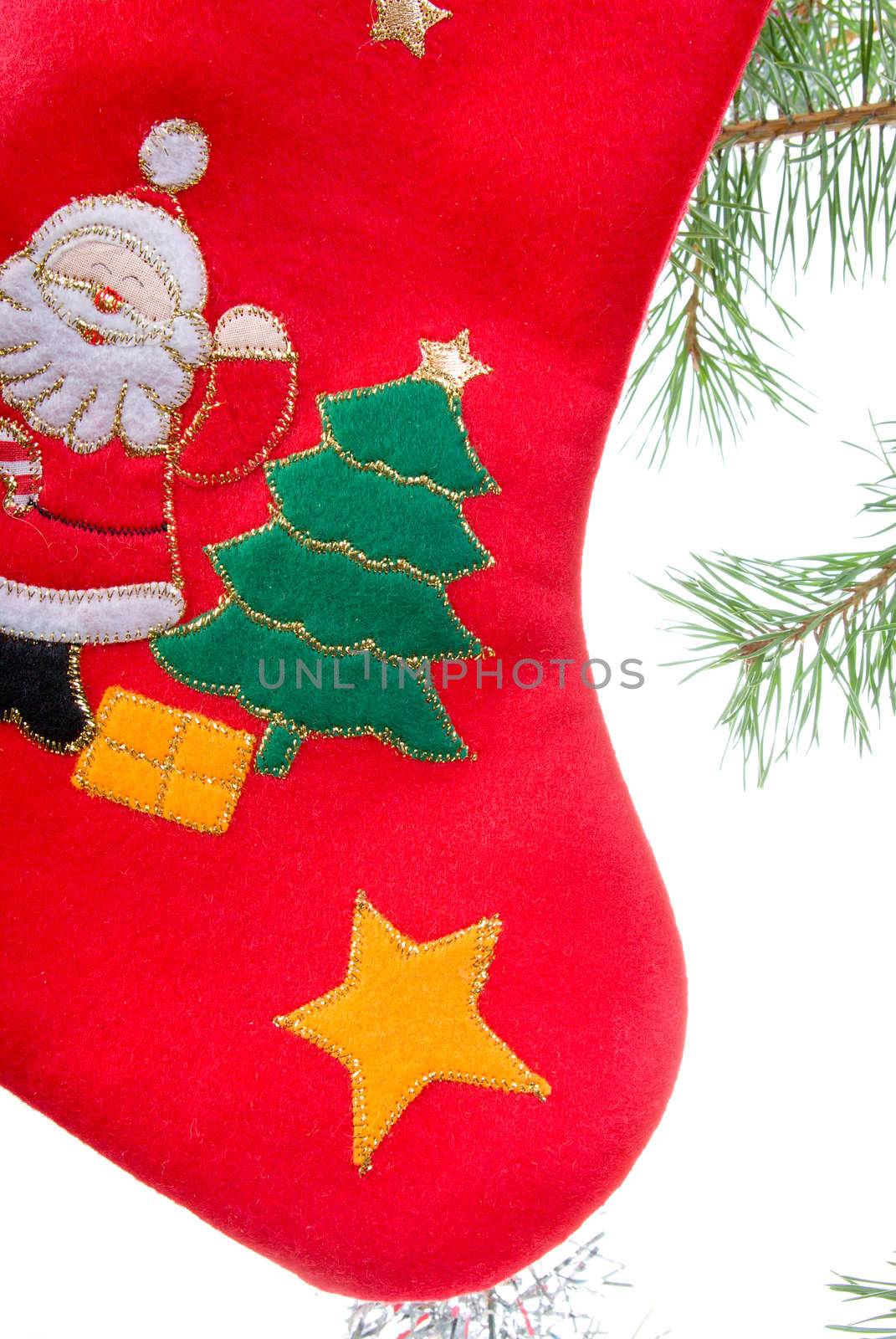 Christmas tree ornaments, white background