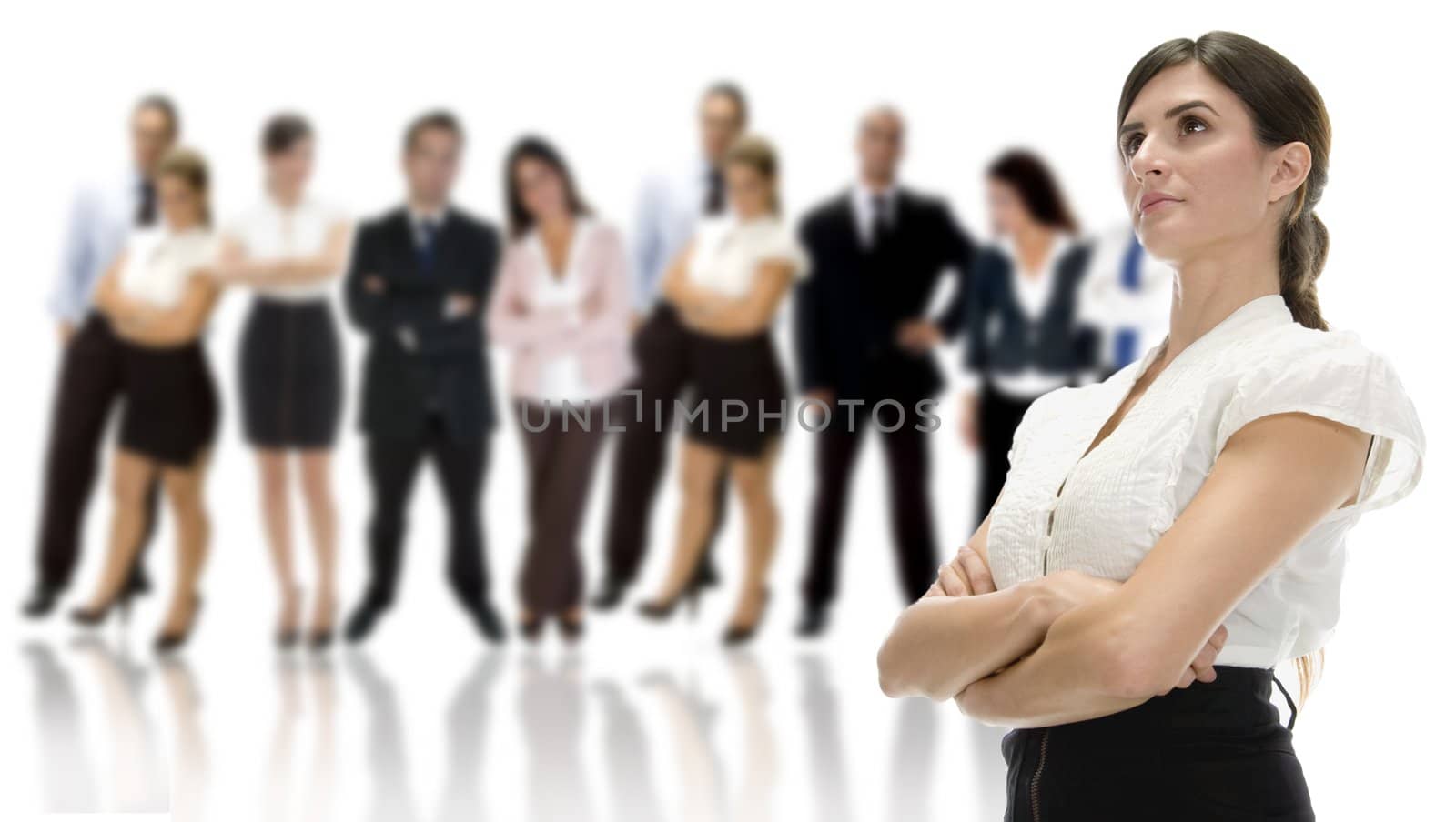 portrait of business woman with her team