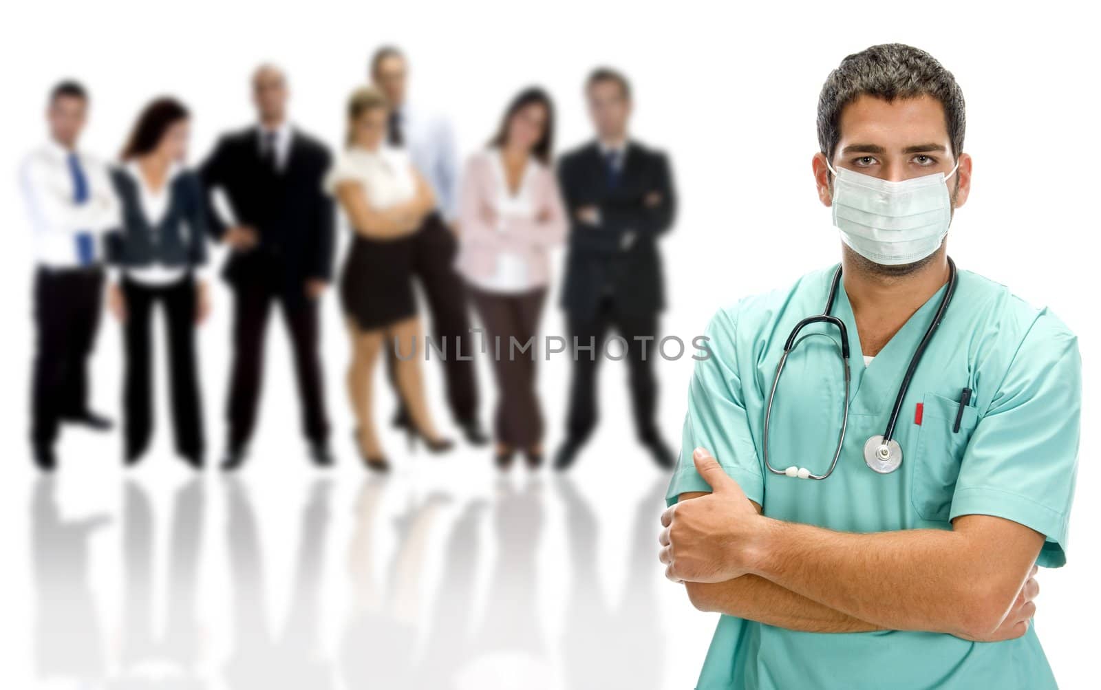 medical professionals on an isolated white background