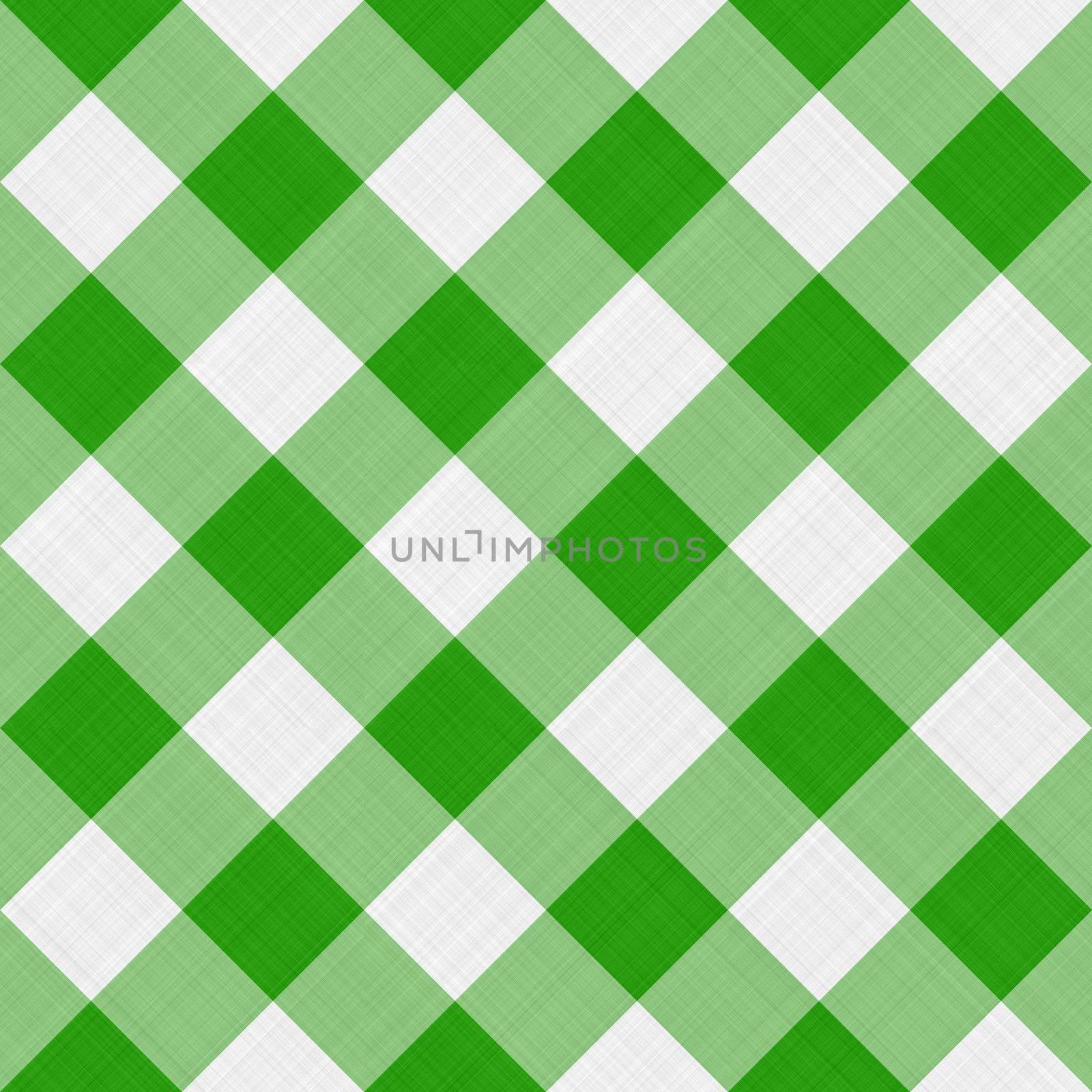 seamless diagonal picnic gingham pattern in fresh green and white