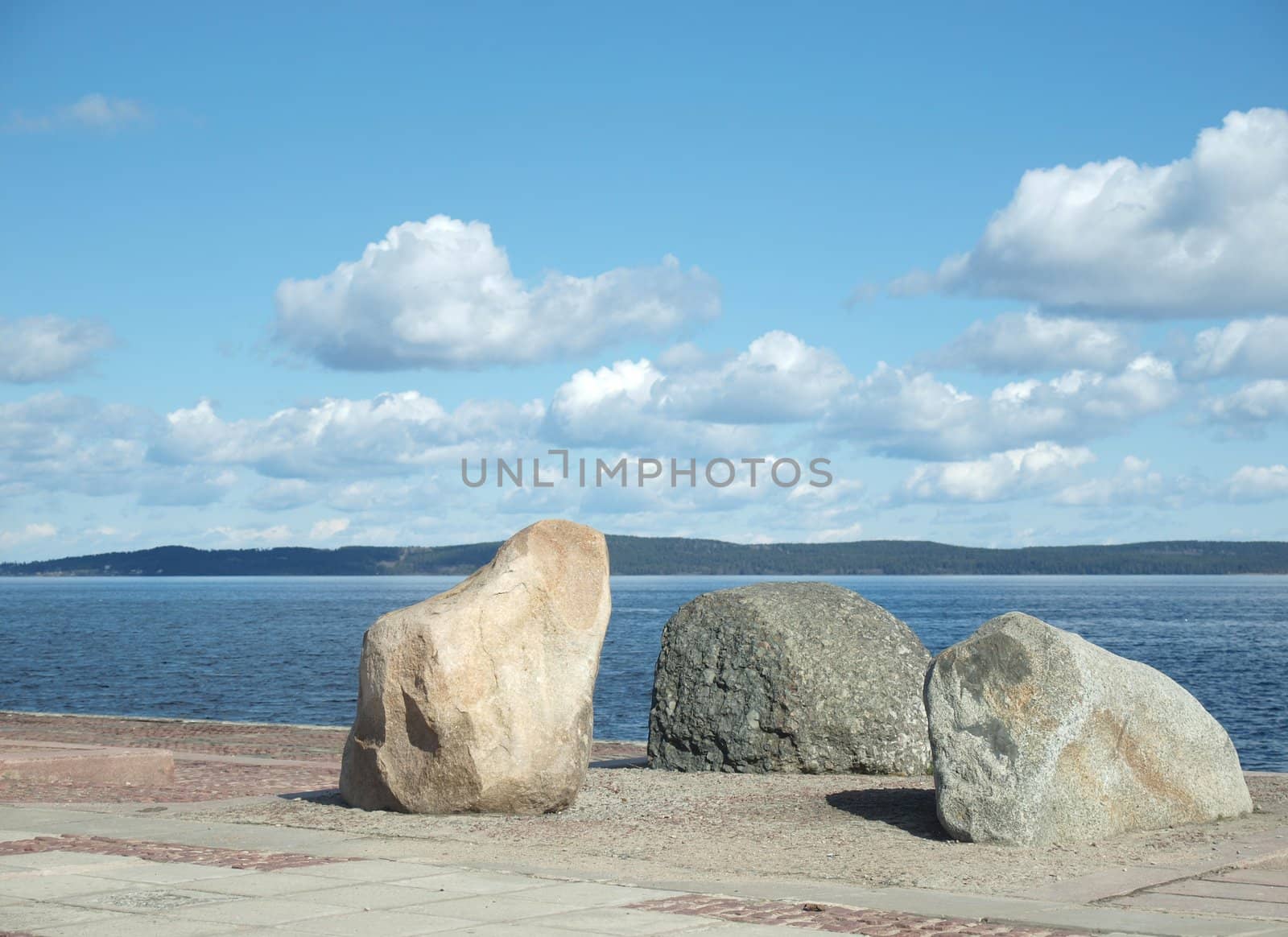 Stones on coast of the Onega lake