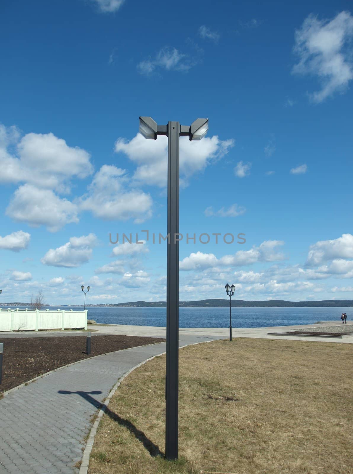 Lantern on quay of Onega in Petrozavodsk, Russia                   