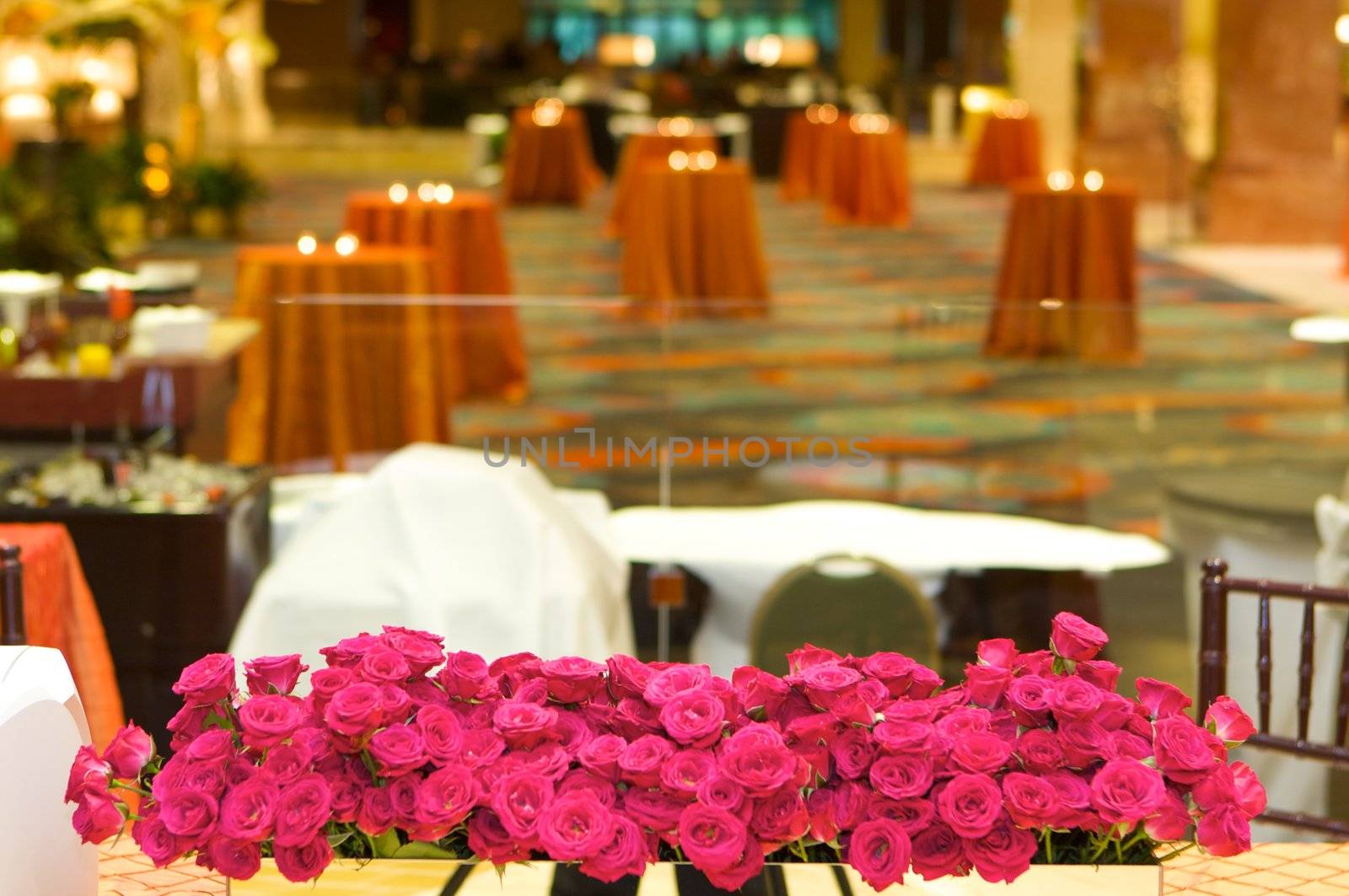 Table setting at a luxury wedding reception by Deimages