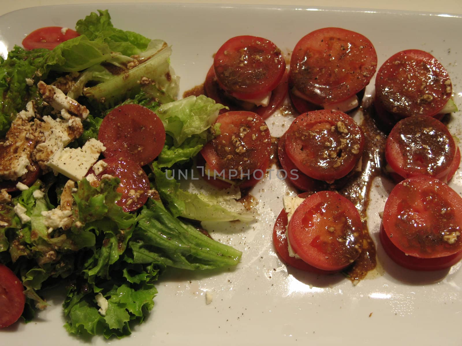 tomato dish and salad