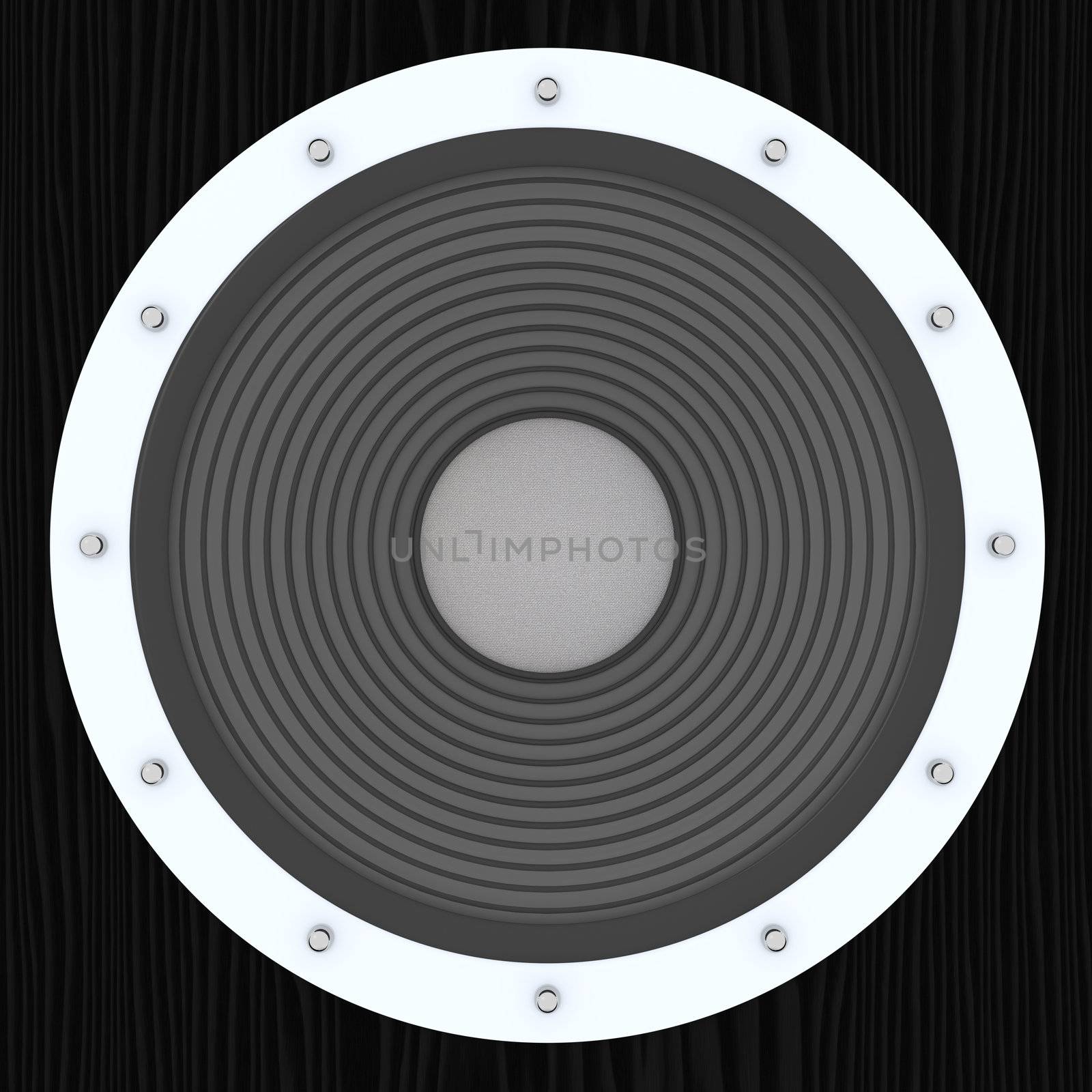 3D Illustration. Closeup of an Audio Speaker / Subwoofer.