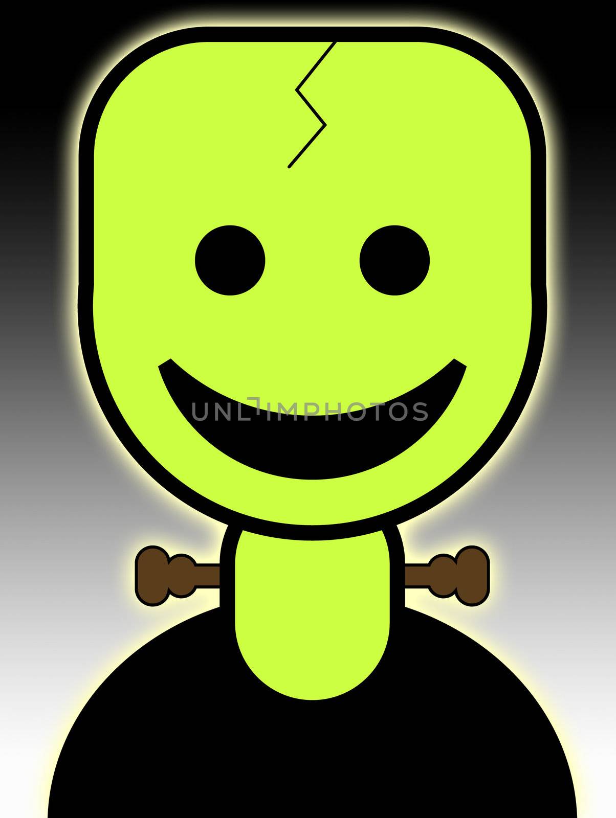 A cute and friendly cartoon Frankenstein for the Halloween holiday.