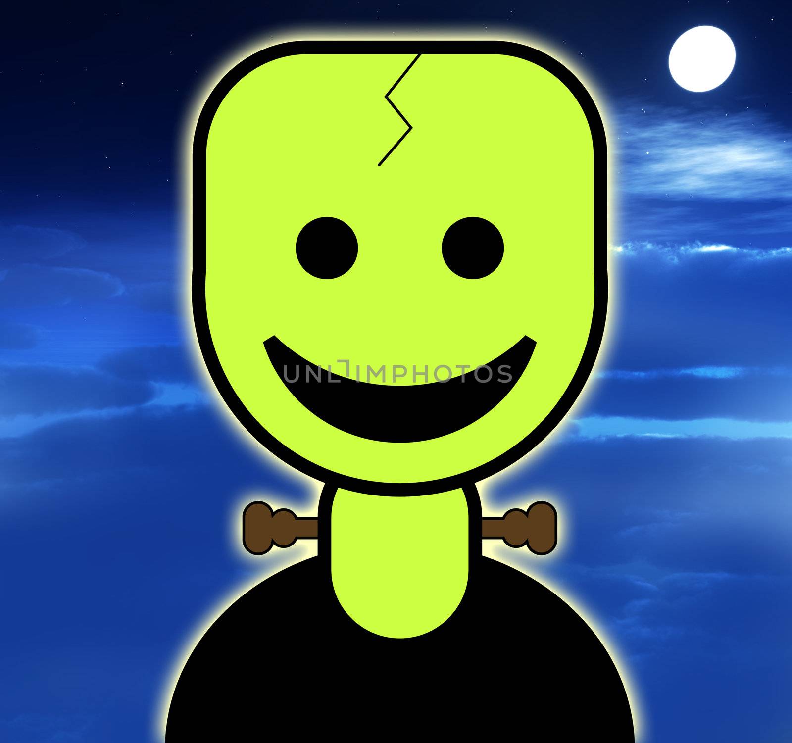 A cute and friendly cartoon Frankenstein for the Halloween holiday.
