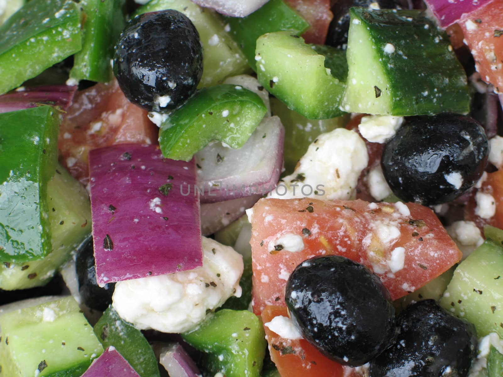 greek salad close up by mmm