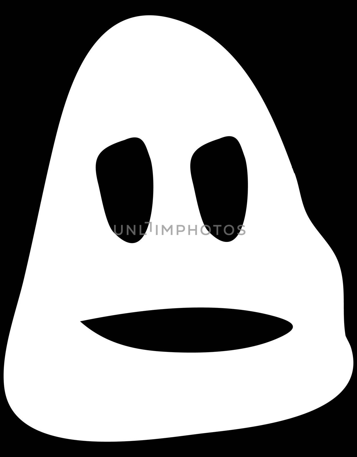 A simple cartoon ghost head for Halloween.