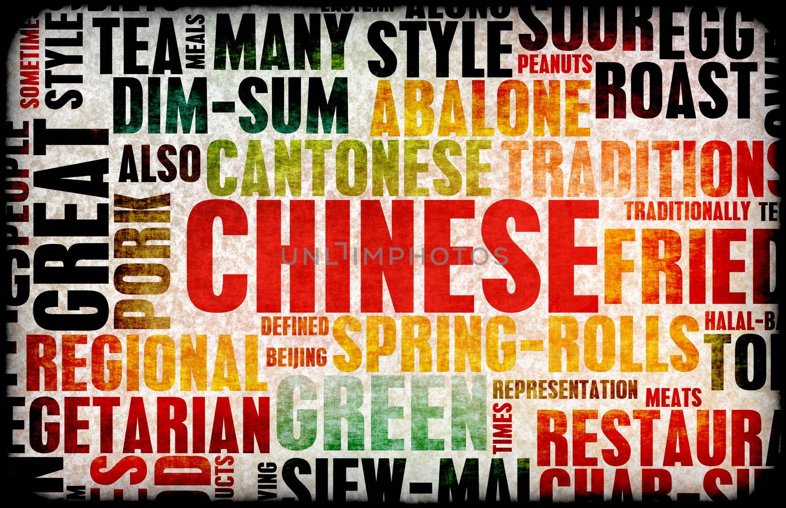 Chinese Food Menu Art Background in Grunge