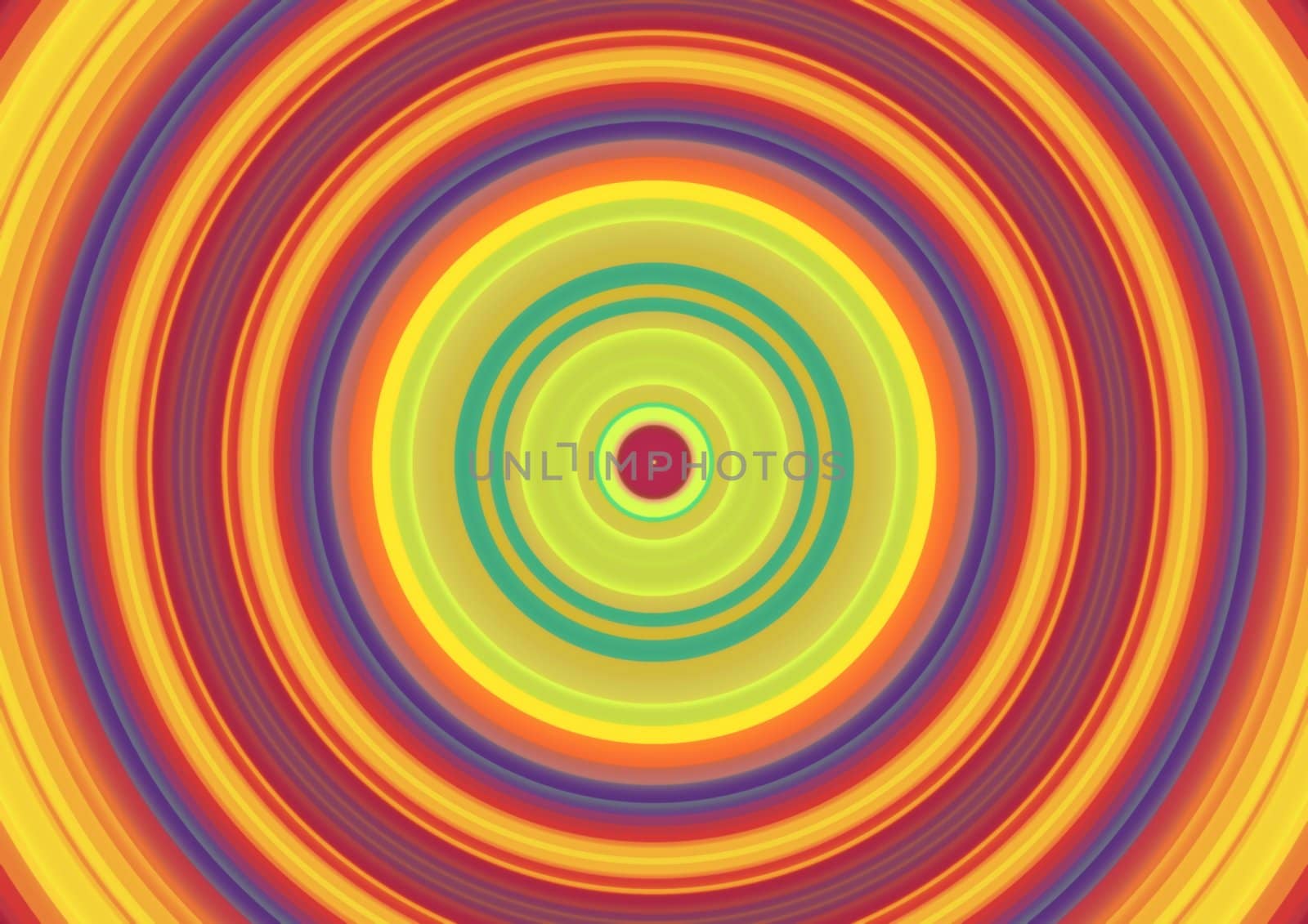 Abstract background containing orange, blue, yellow and green circles