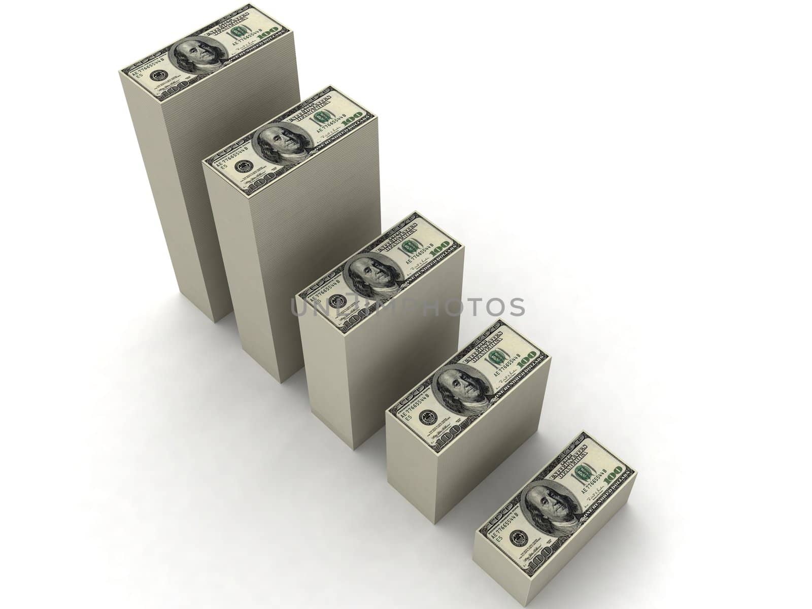 three dimensional bars of currency