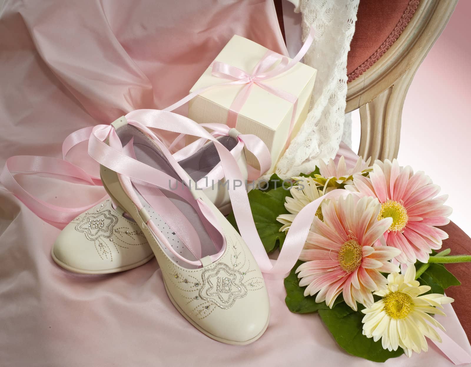 dress
 , Shoes, and wedding favors first communion