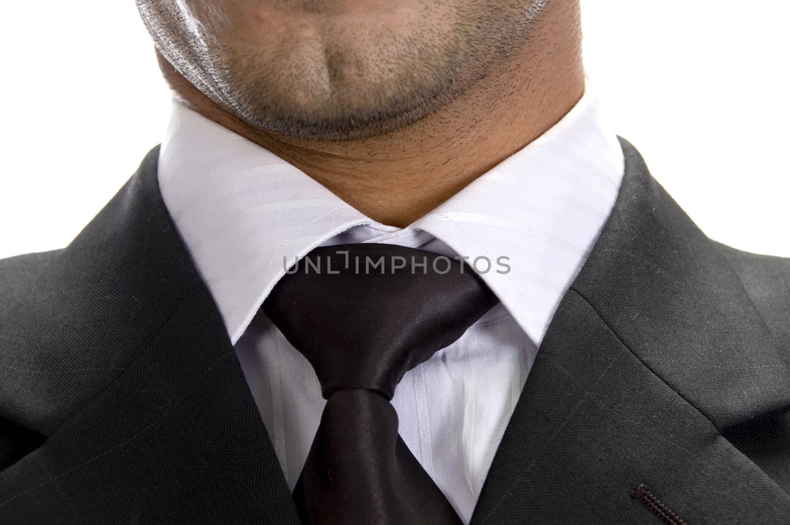 close up pose of businessman tie on an isolated white background