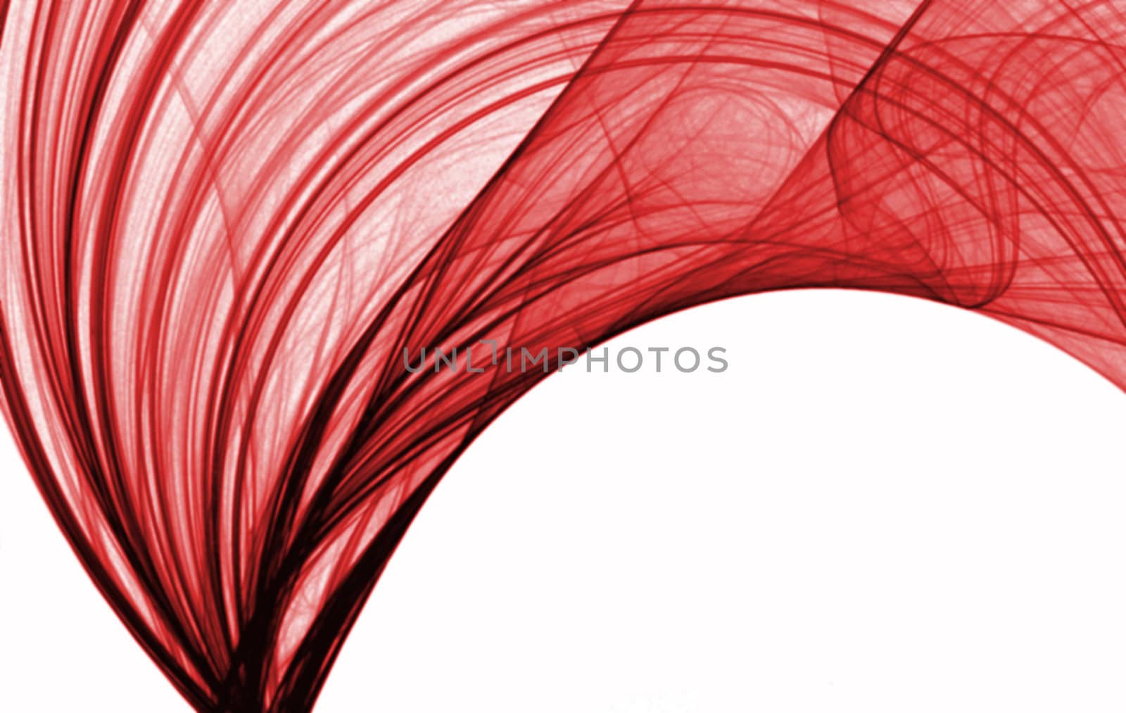 Elegant red with black fractal on a white background.