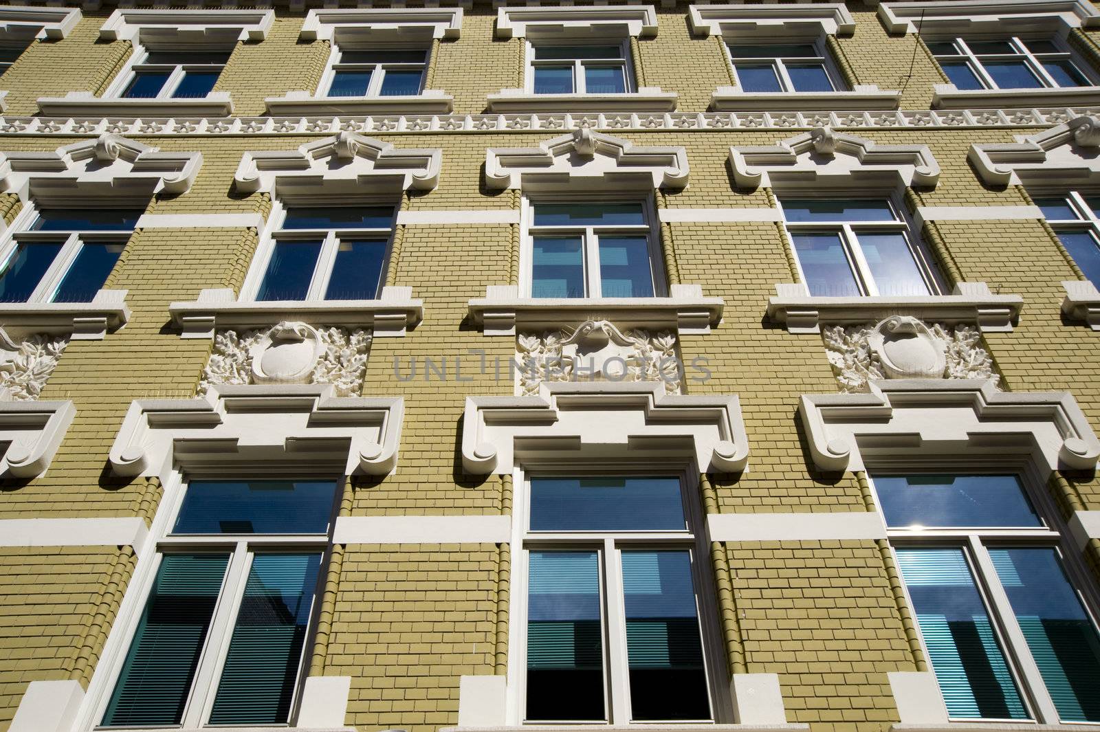 The facade of old building in the center of Oslo, Norway