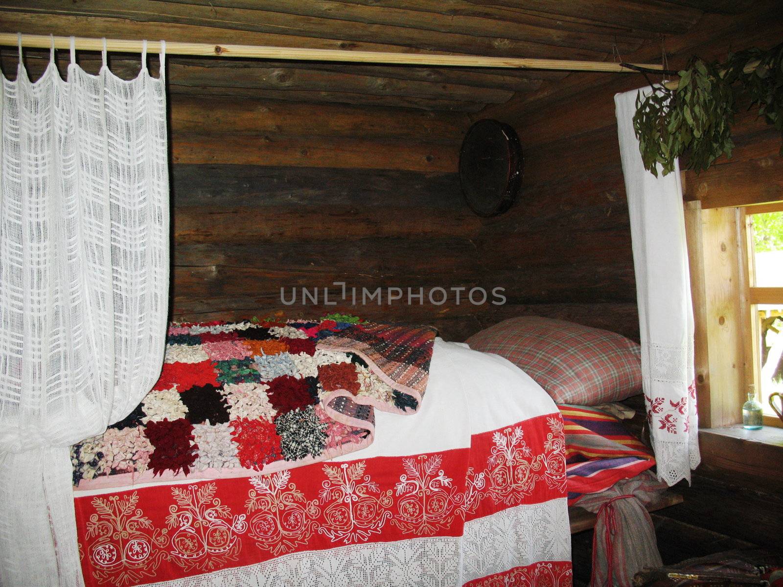 Bedroom in ancient russian county Novgorod Russia