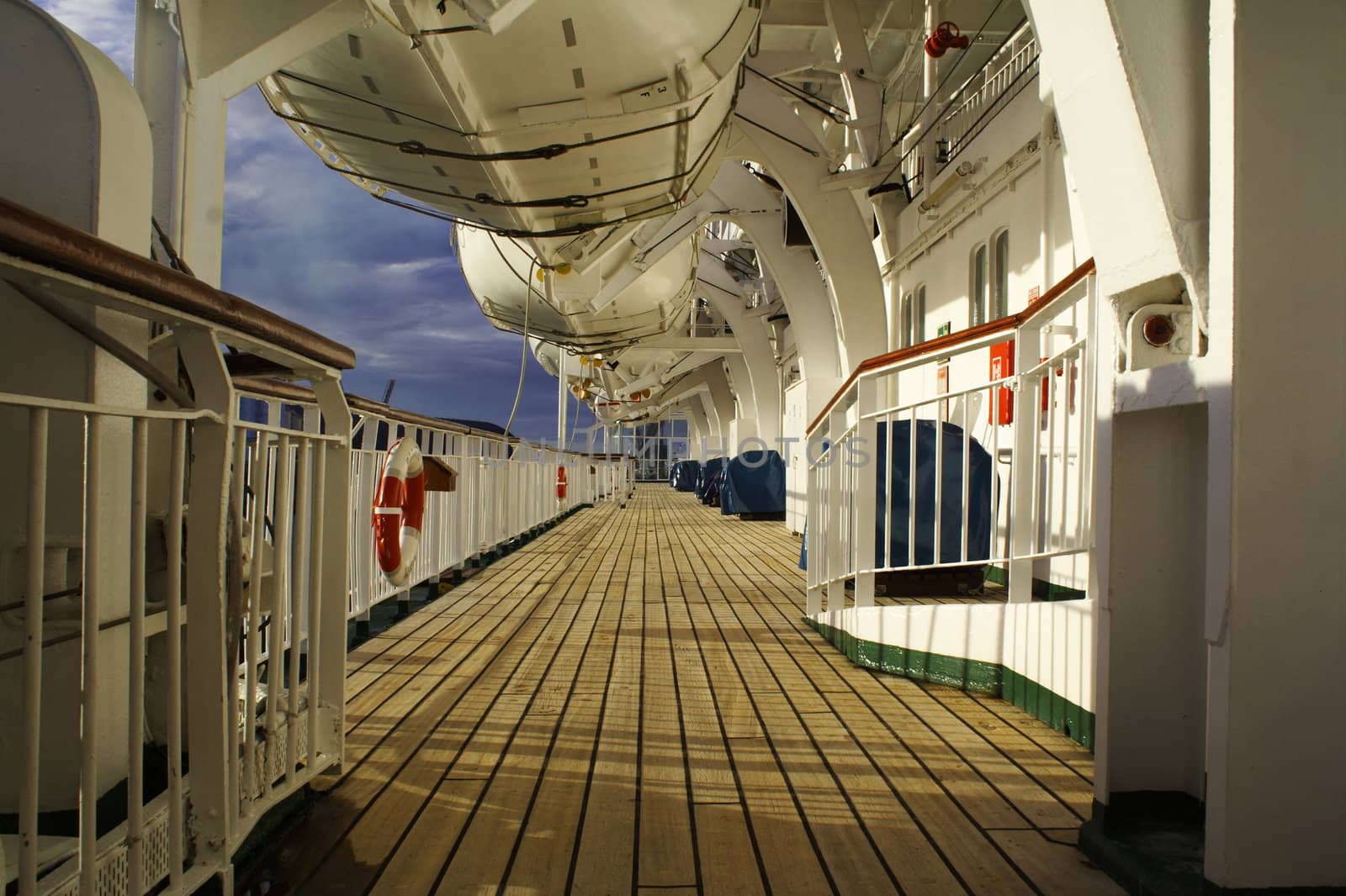 Cruise ship deck exterior.