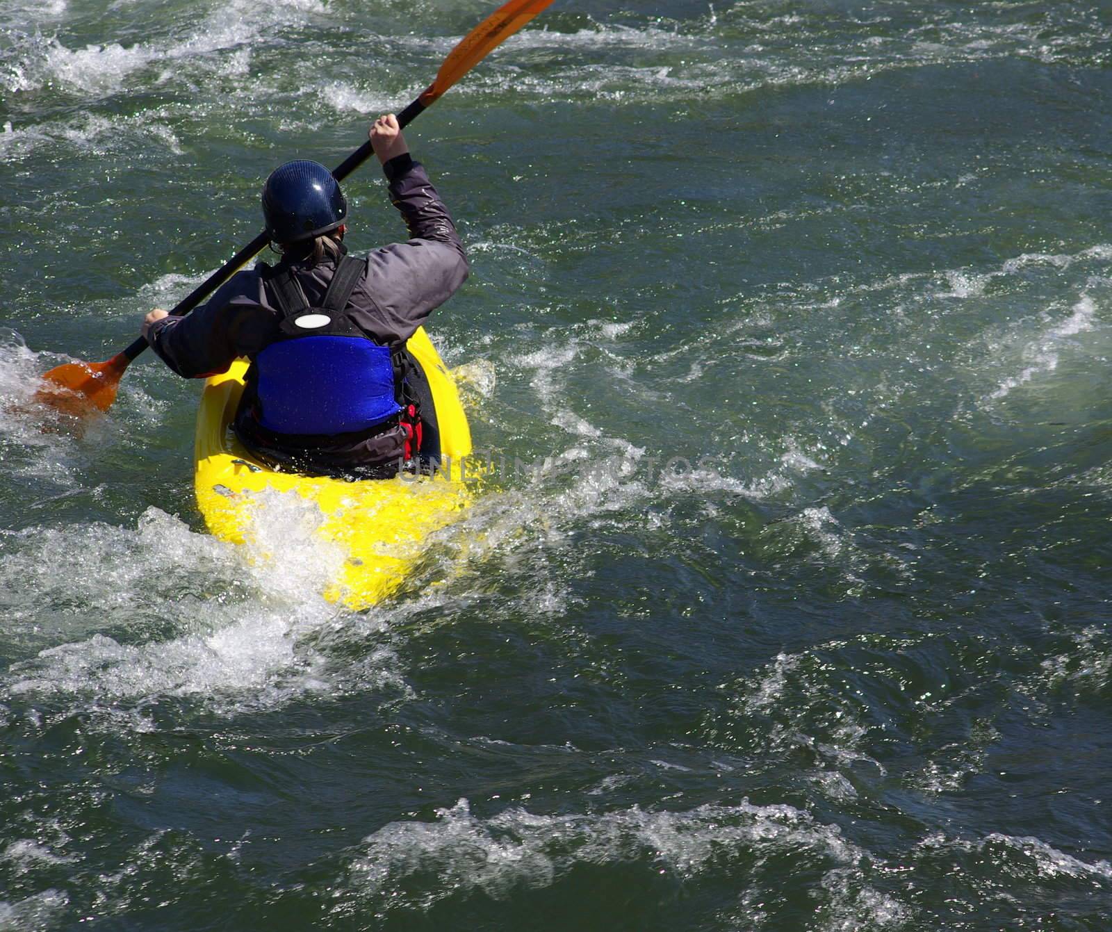 Kayaking On The S. Fork American River in California on a spring afternoon