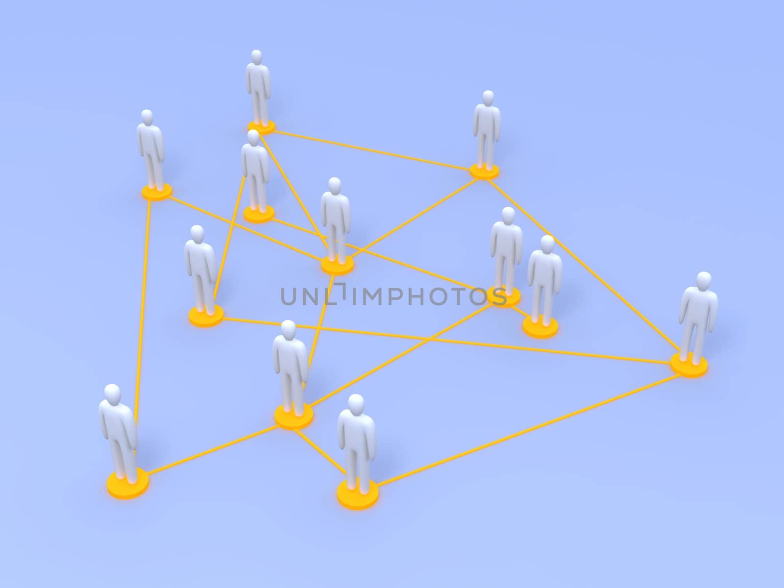 Connected People. 3D rendered illustration.