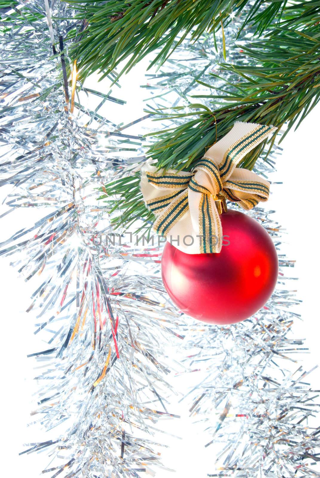 Christmas tree ornaments. white background,bright ball 