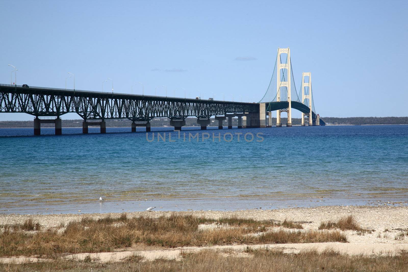 Suspension bridge connecting Upper and Lower peninsulas of Michigan