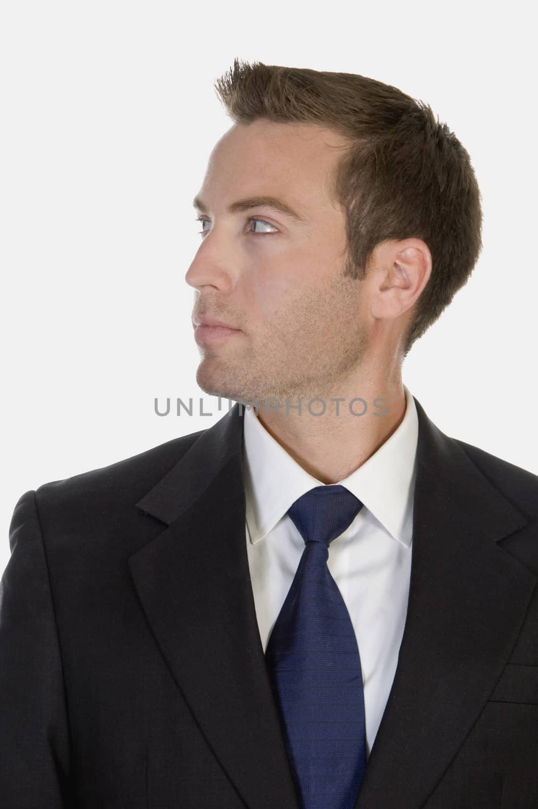 man looking against white background