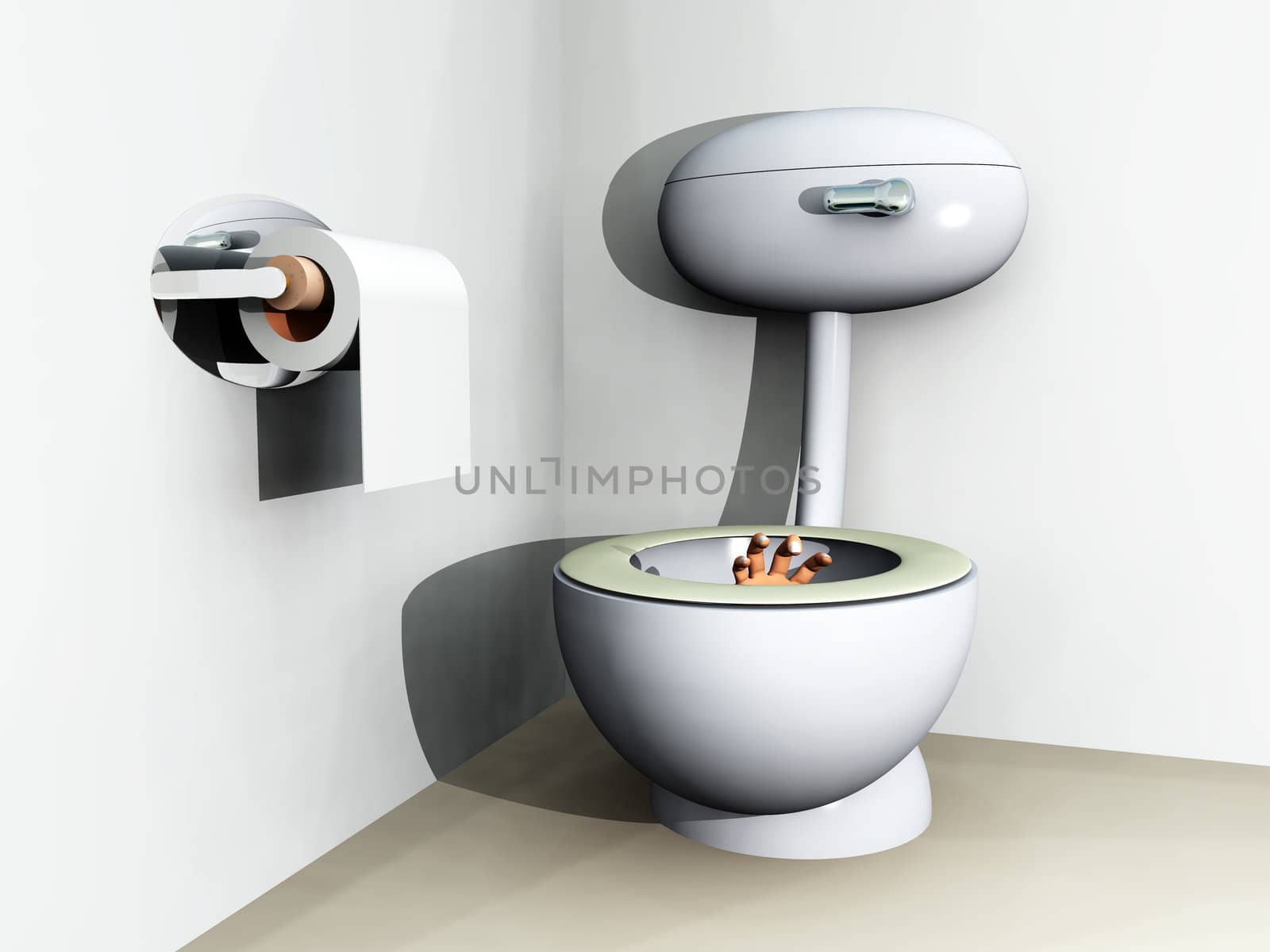 Humorous image of someone being flushed down the loo.