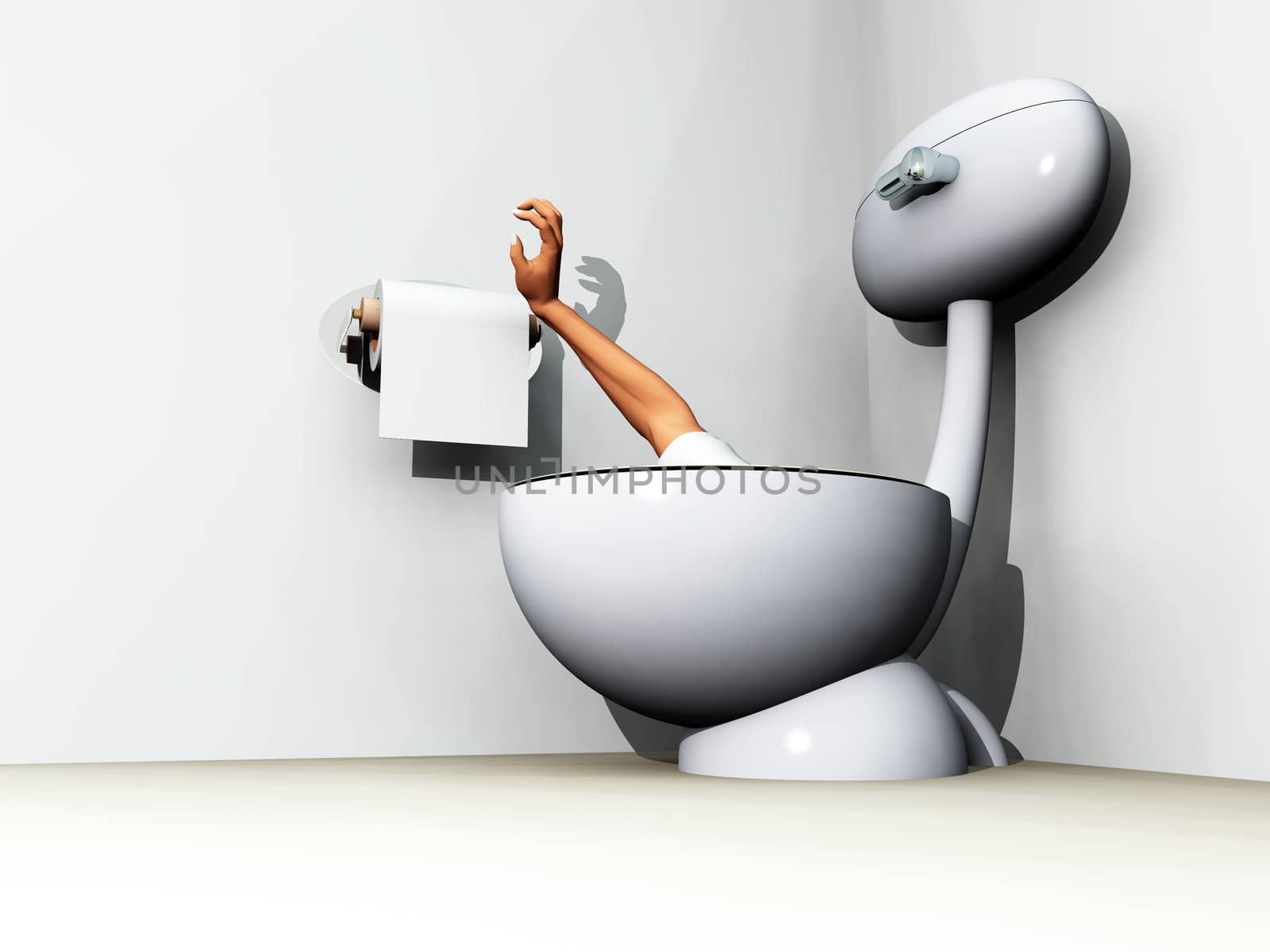 Humorous image of someone being flushed down the loo.