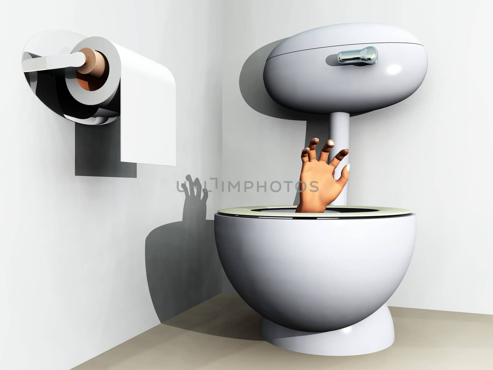 Humorous image of someone being flushed down the loo.