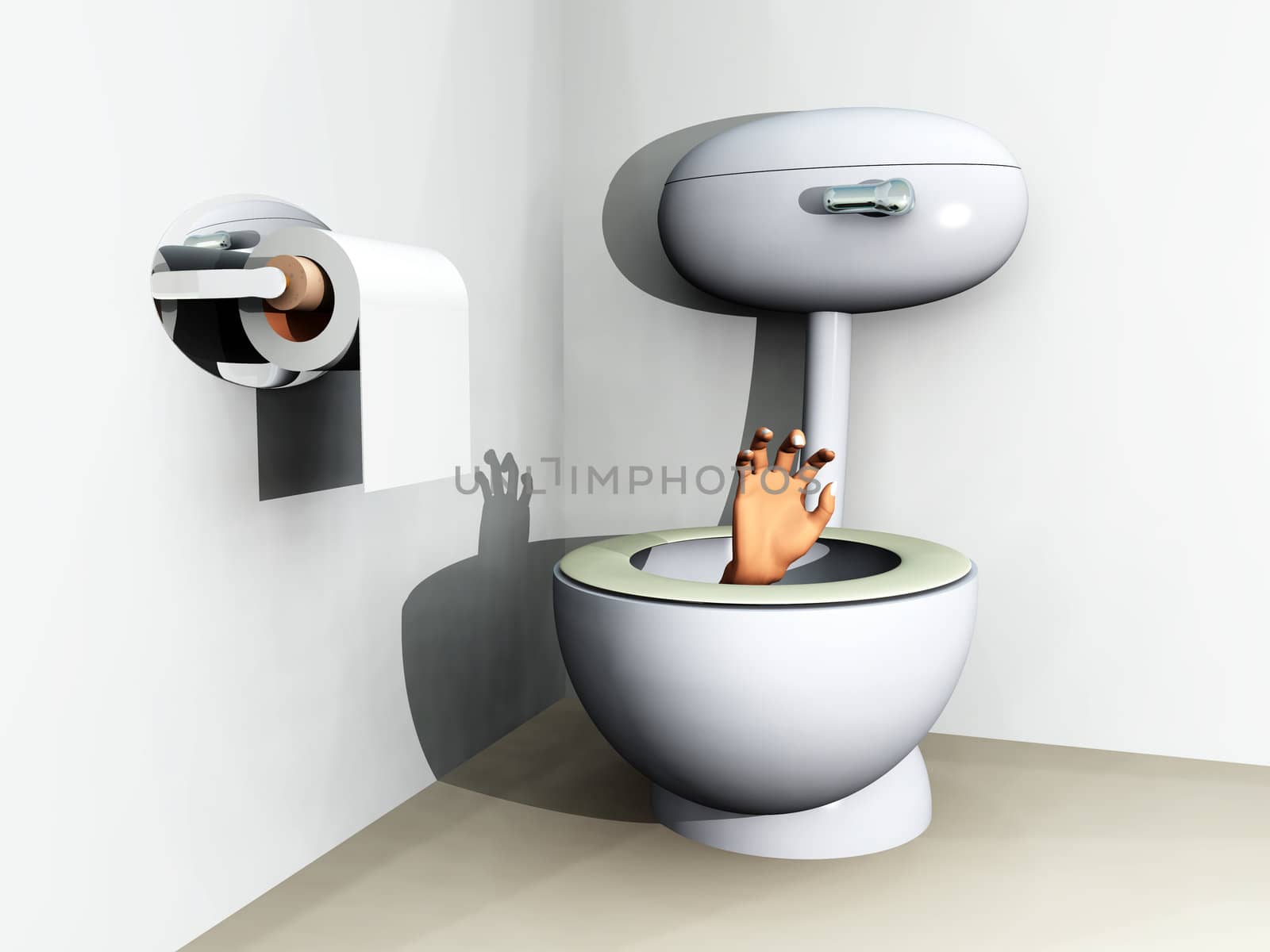 Humorous image of someone being flushed down the loo.