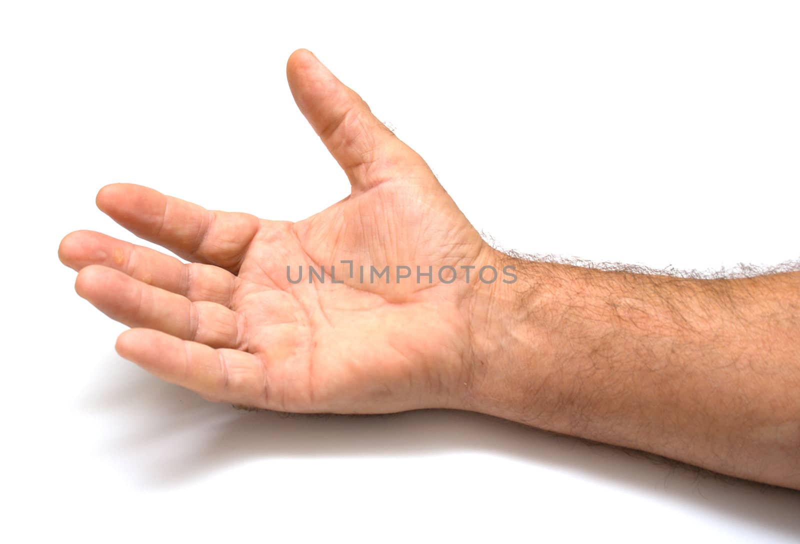 male hand on a white background. Isolation