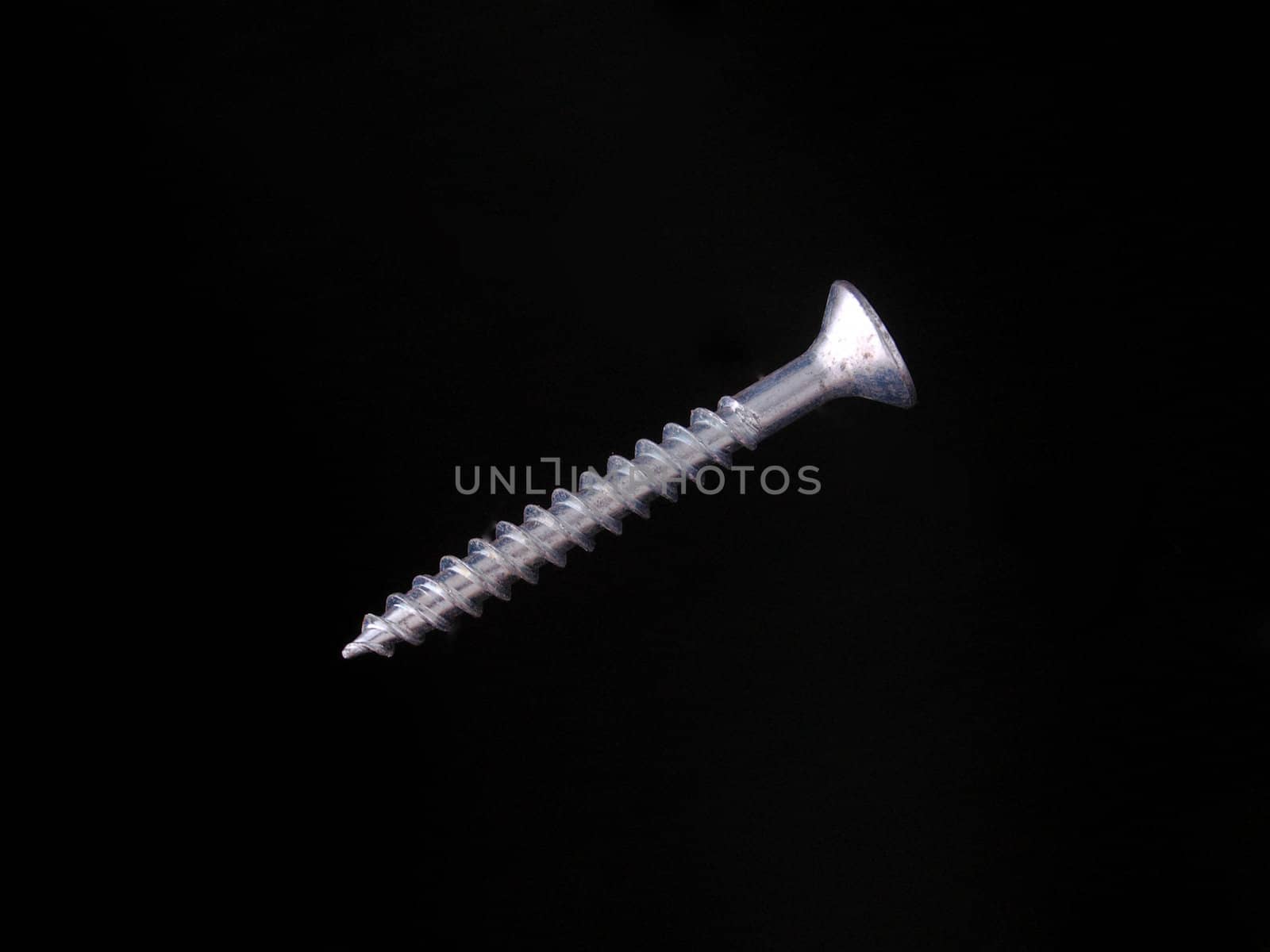 Steal wood screw on a black background.