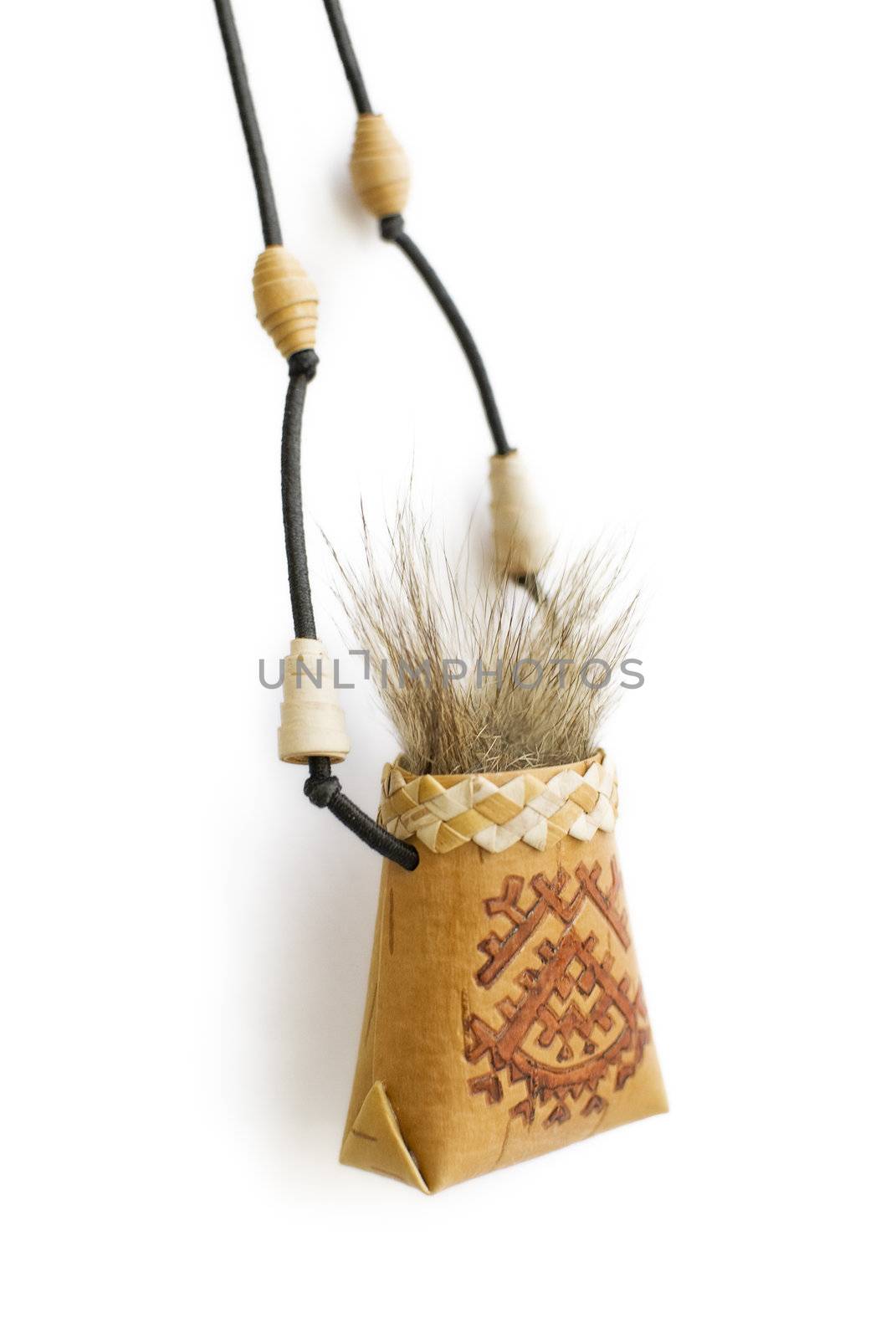 Necklace wad made by the nothern nation (Mansi). It will give its owner - Luck. This necklace was made of birck bark and fur of the wild sqwirrel