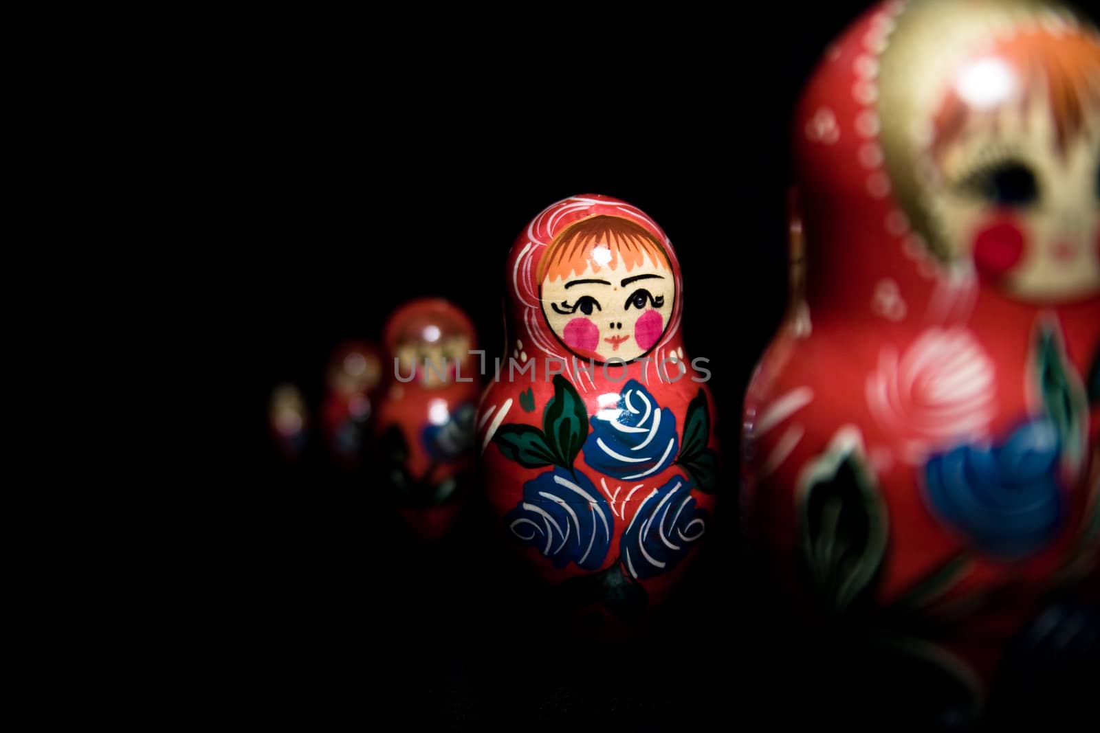 Russian national babushka matroschka on black background