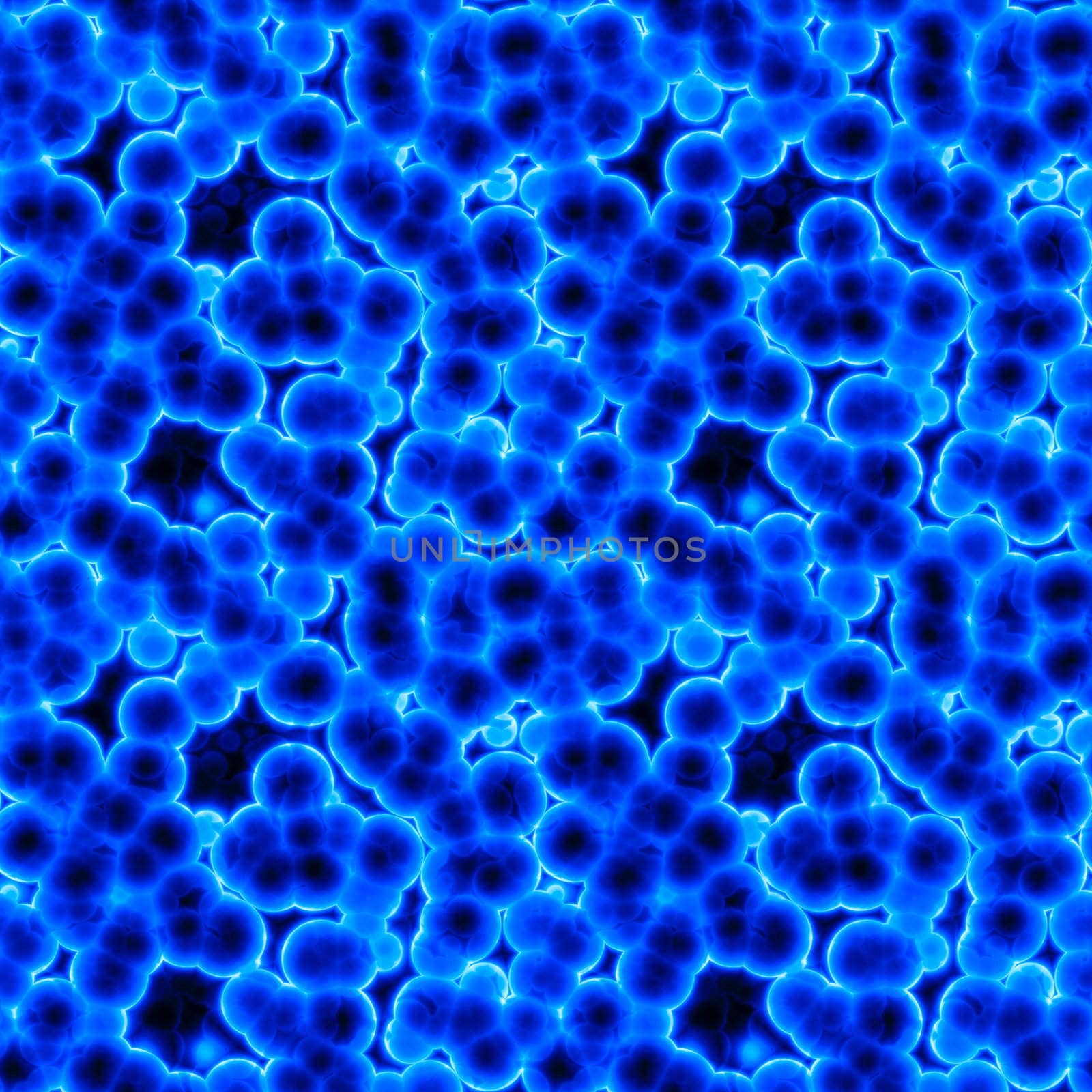 A 3D illustration of some blue viral or virus cells. This image tiles seamlessly as a pattern in any direction.