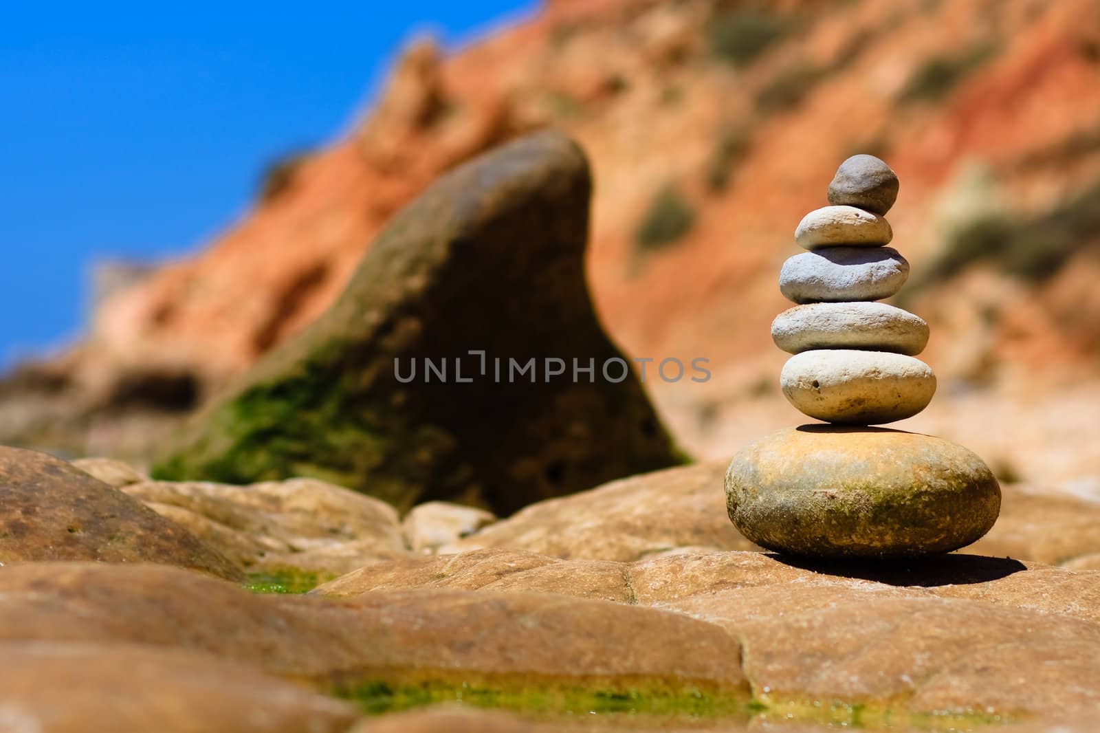 Stone composition on the stone beach