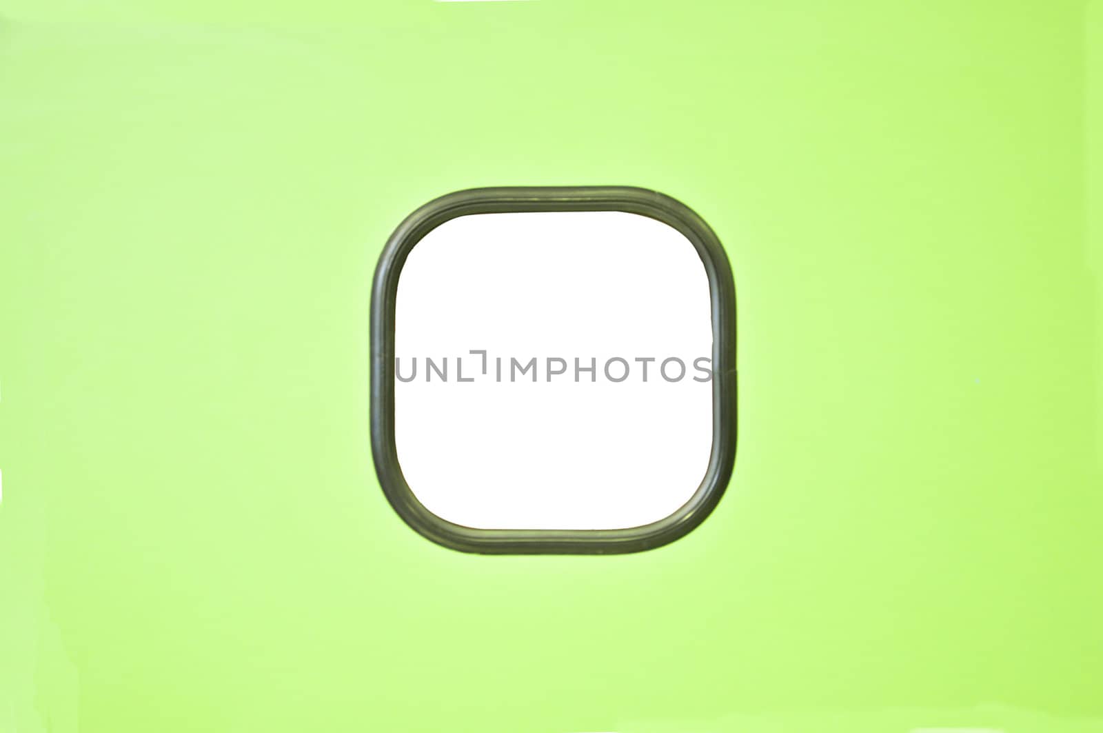 Green background with a white window on the middle