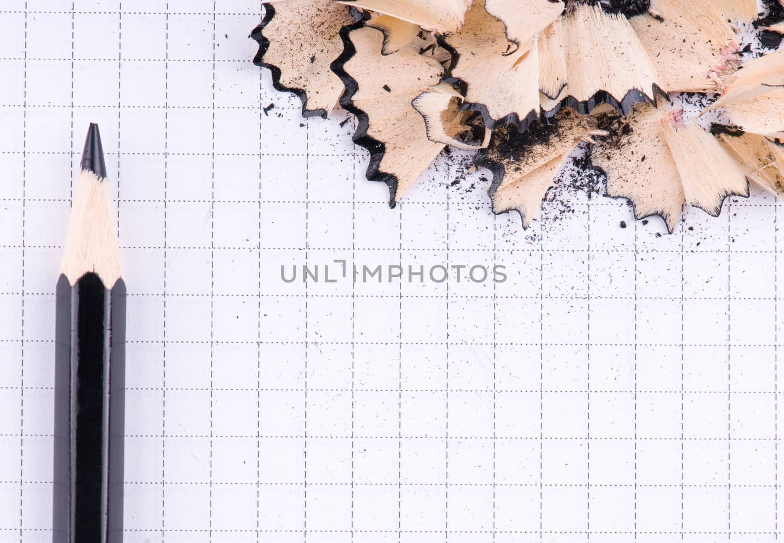 The black pencil and wood shavings background