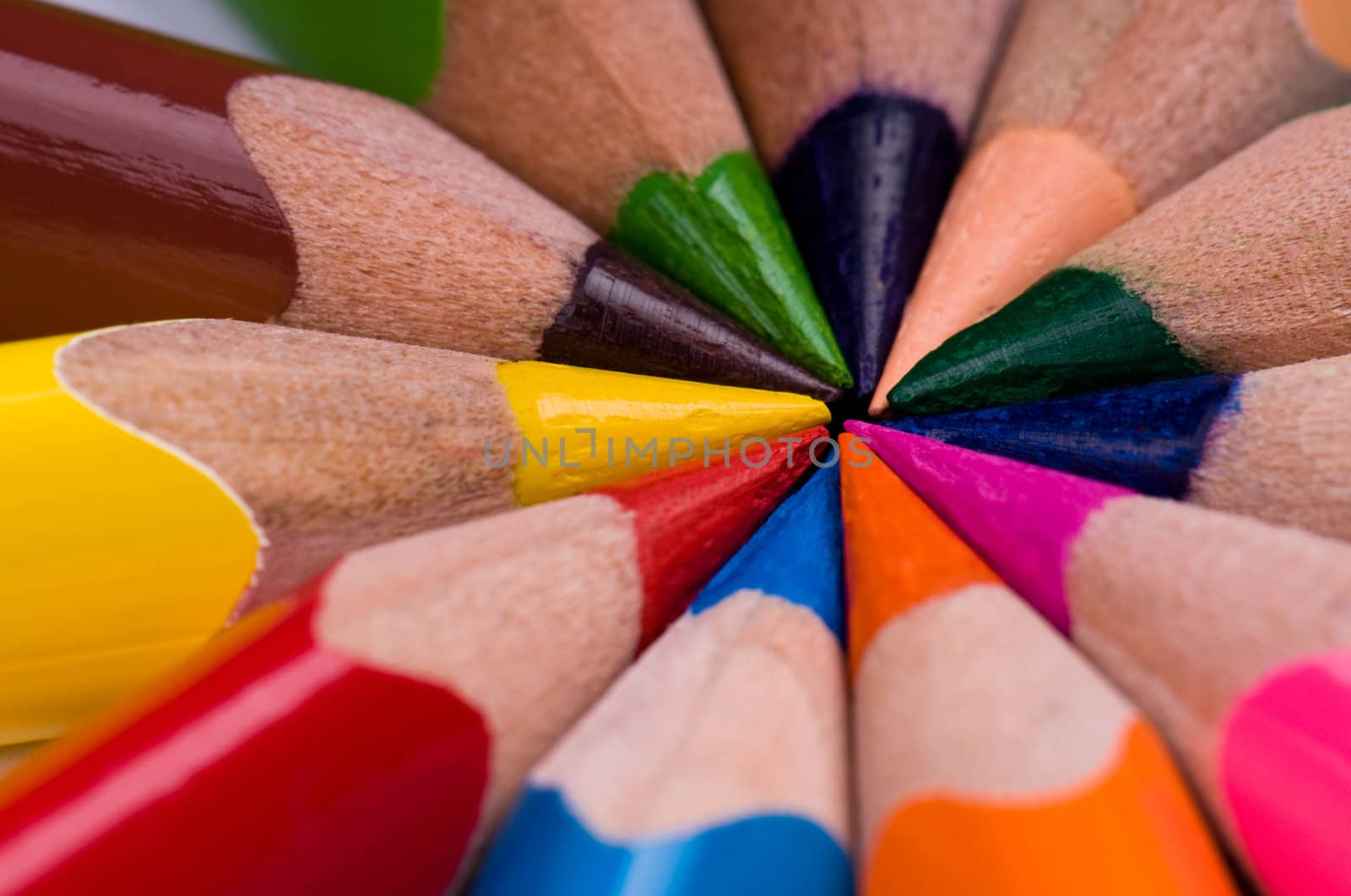 Close-up image of multicolor pencils background