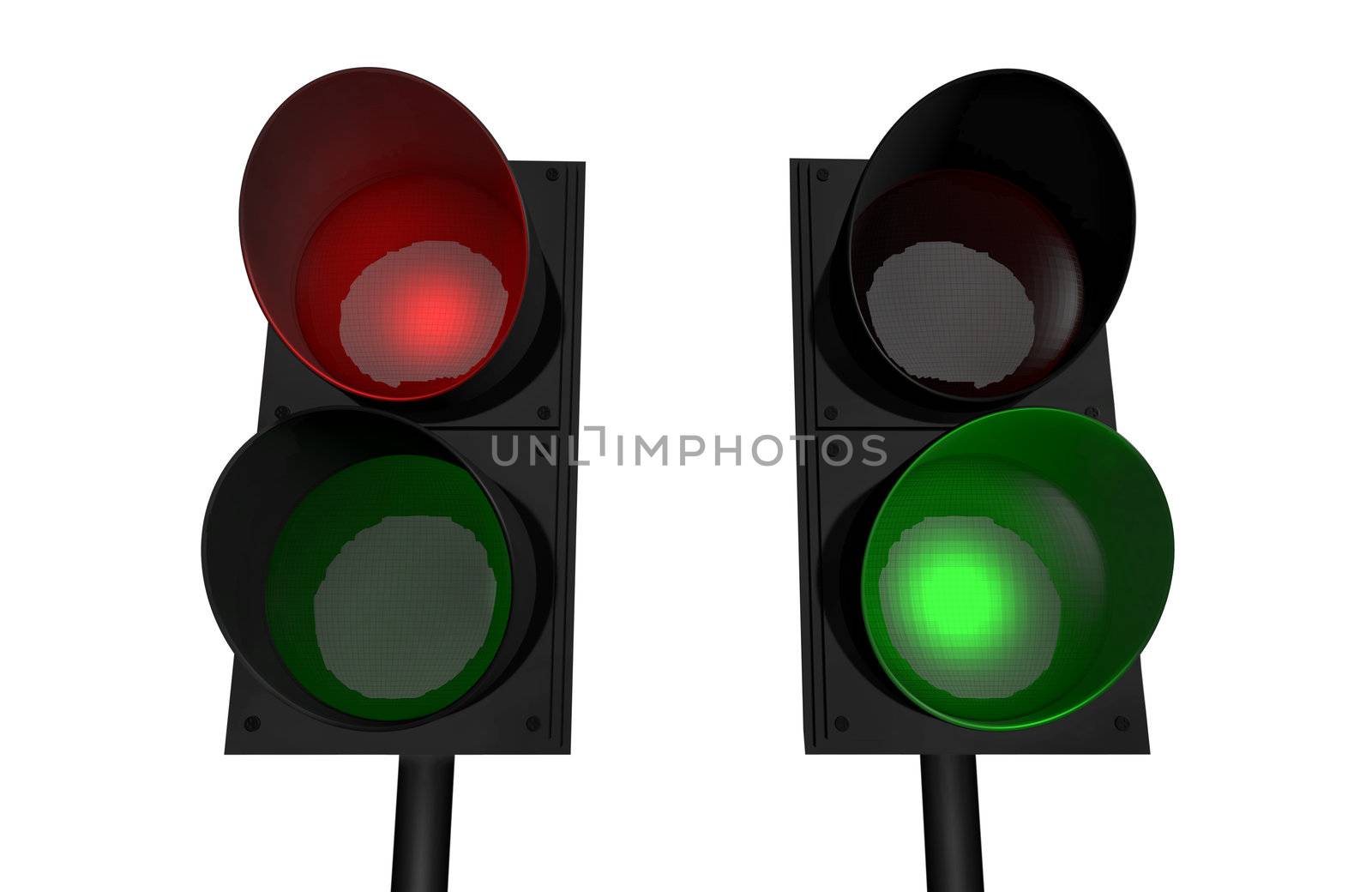 Traffic lights; 3D rendered image
