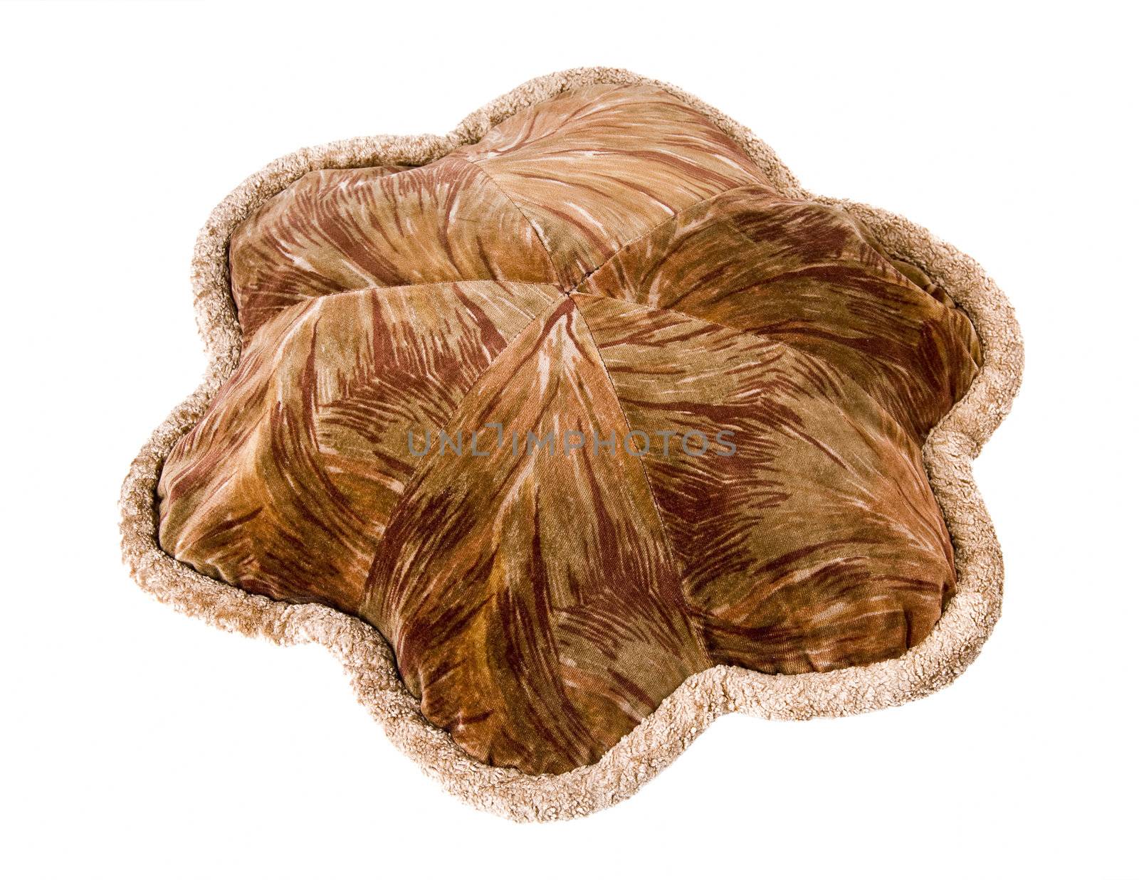 Handmade pillow with arts over white background