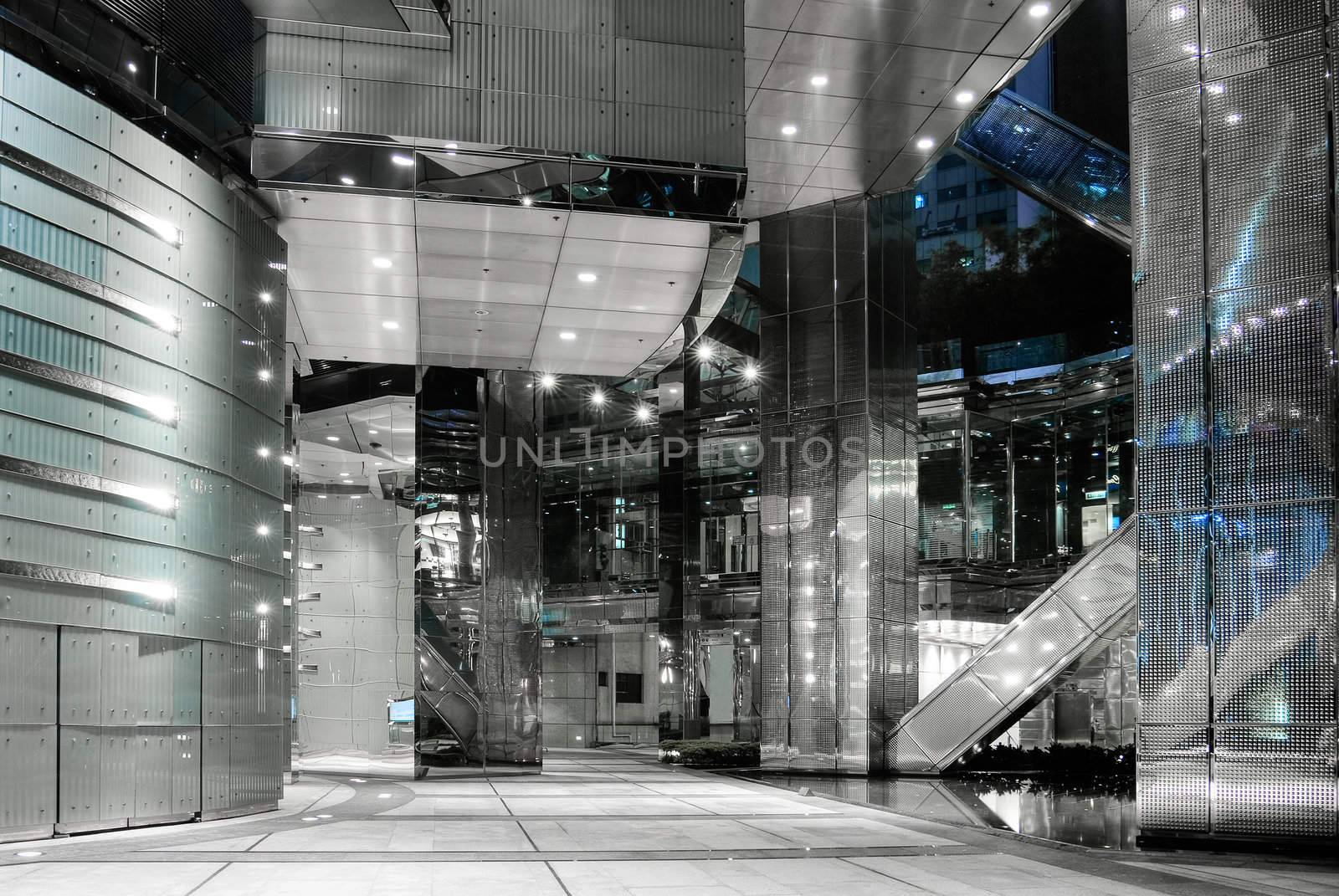 Modern corridor in outside of office building.
