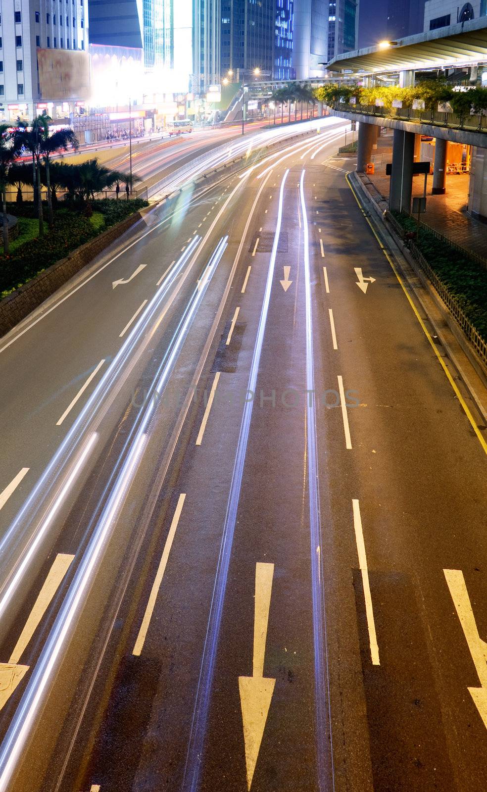 Car motion blurred line light in night.