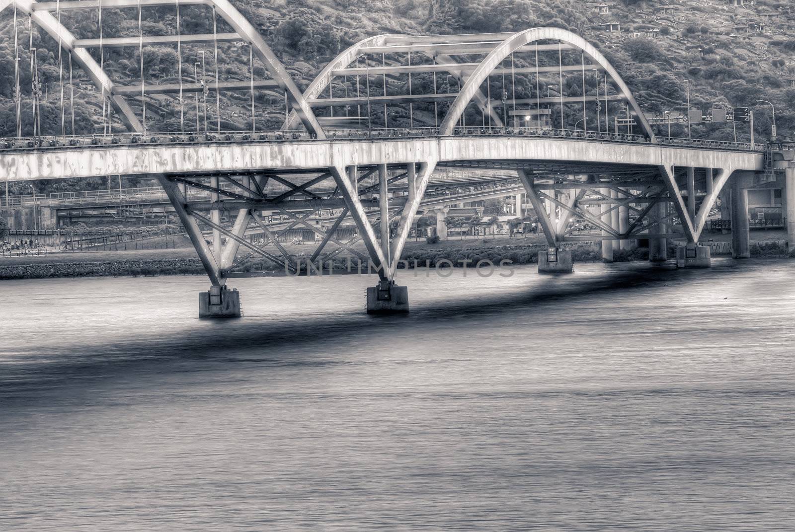 Dramatic bridge over the sea in Taipei.